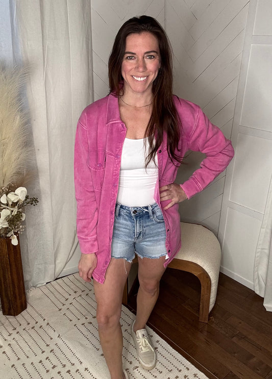 Cozy Snap Jacket: Orchid