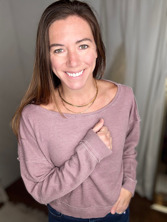 Rose Taupe Raw Edge Pullover