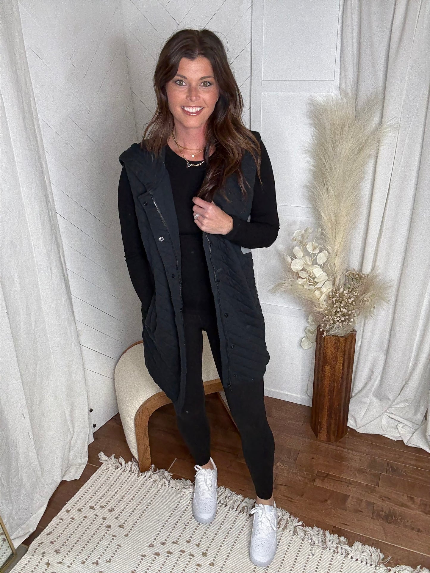 Black: Essential Long-Sleeved Ribbed Top