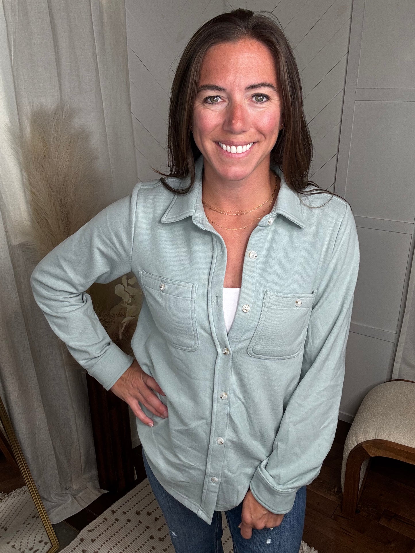 Lt. Blue Soft Button Up