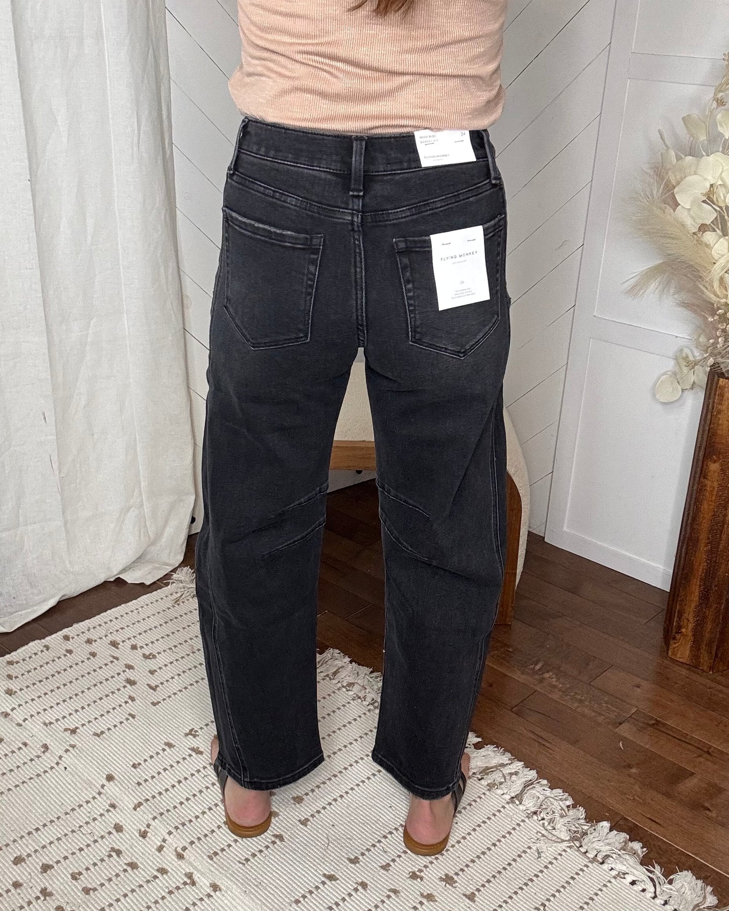 Flying Monkey68: High Rise Vintage Washed Barrel Jeans