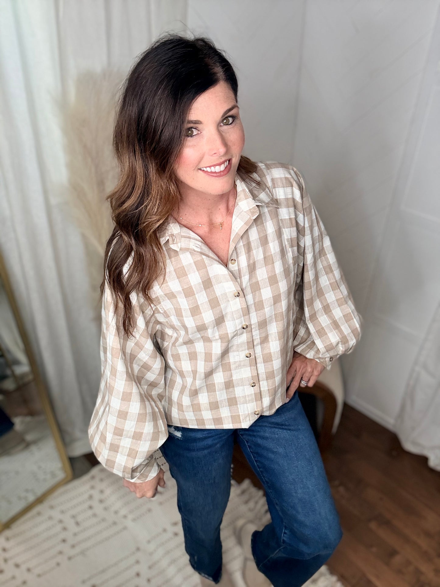 Linen & Taupe Weekend Gingham Shirt