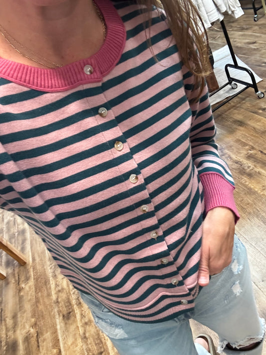 Evergreen + Blush Cardigan