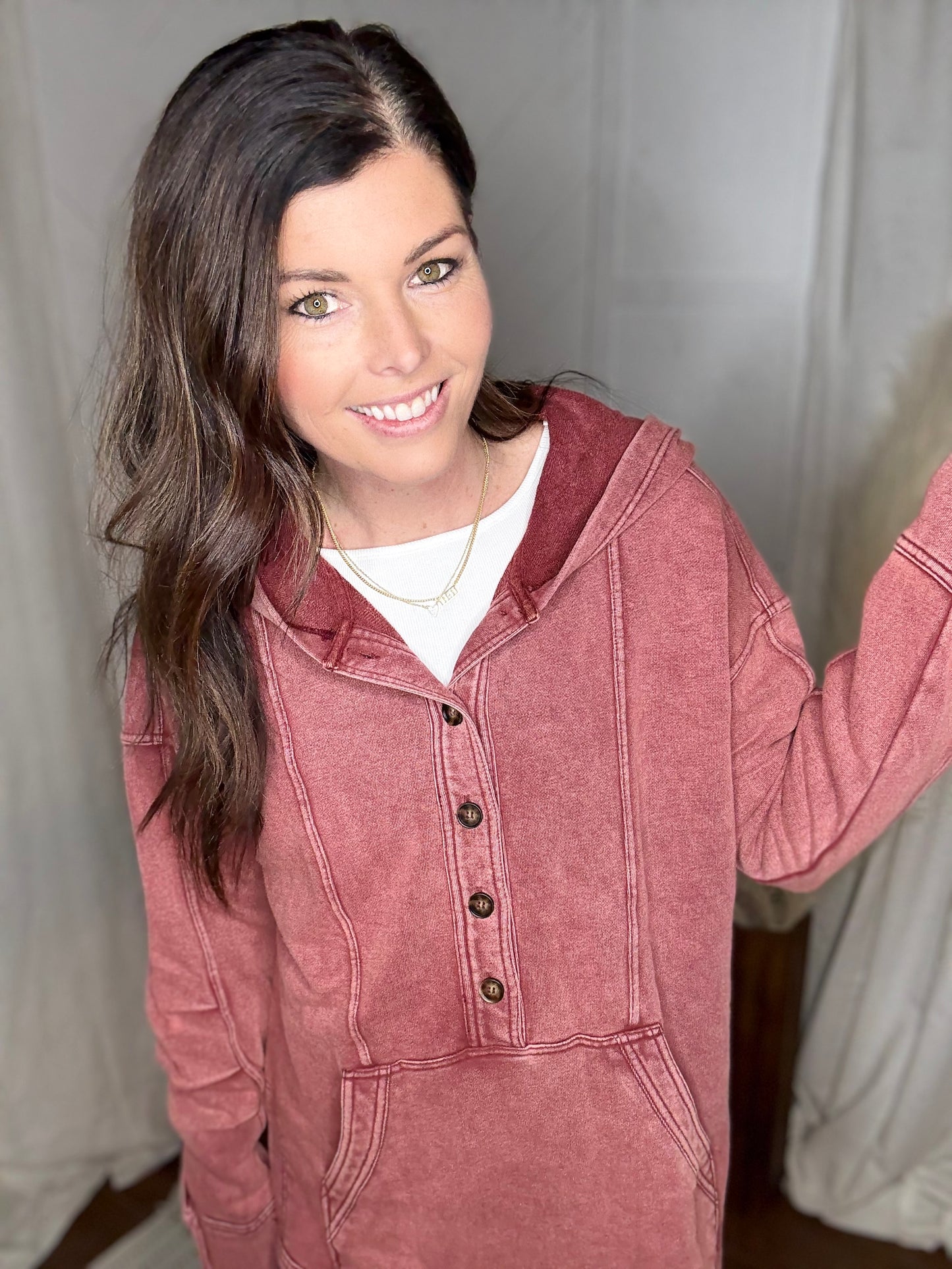 Washed in Burgundy Hooded Tunic