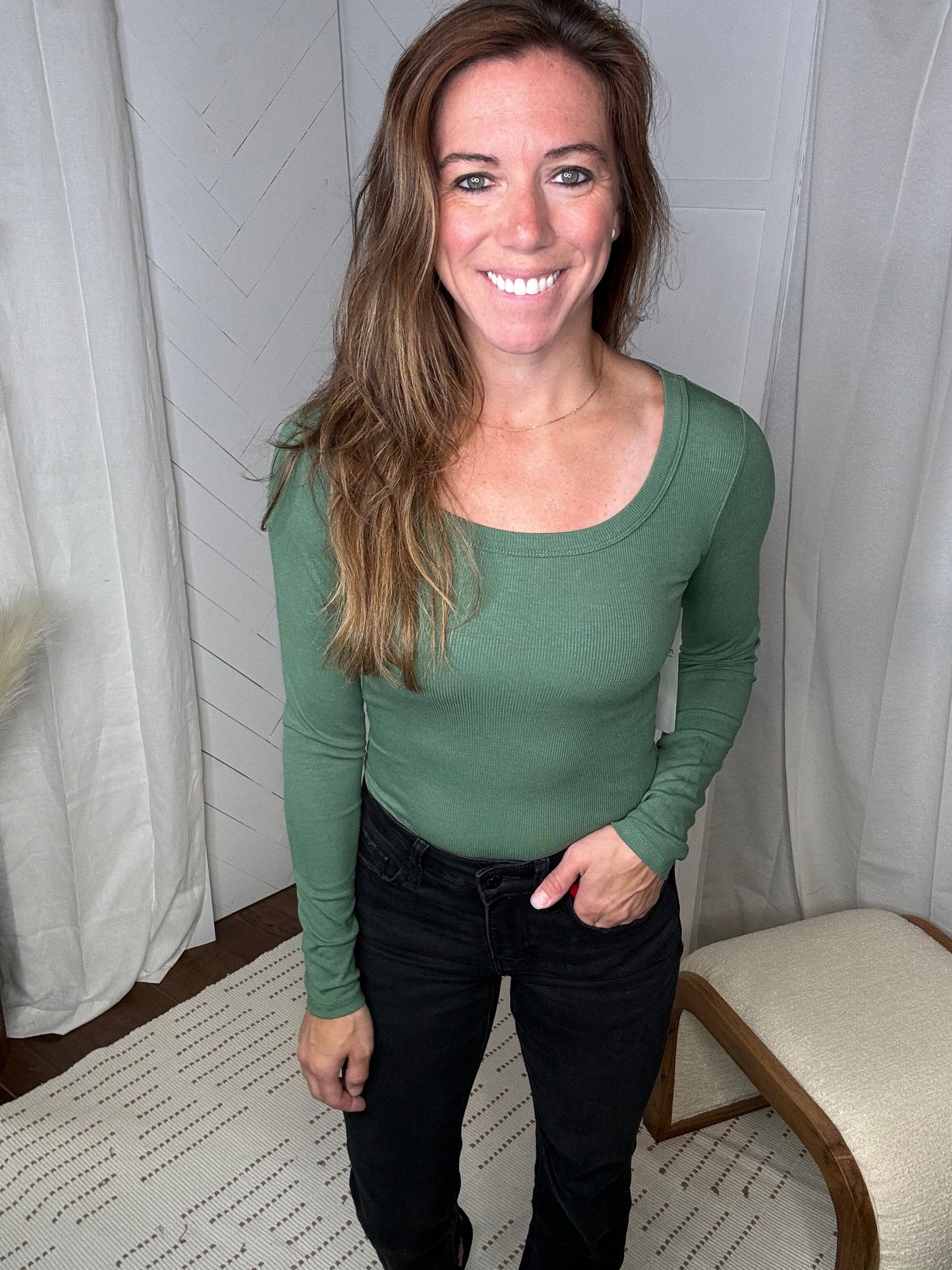 Your Go To Long Sleeve Top: Dark Basil