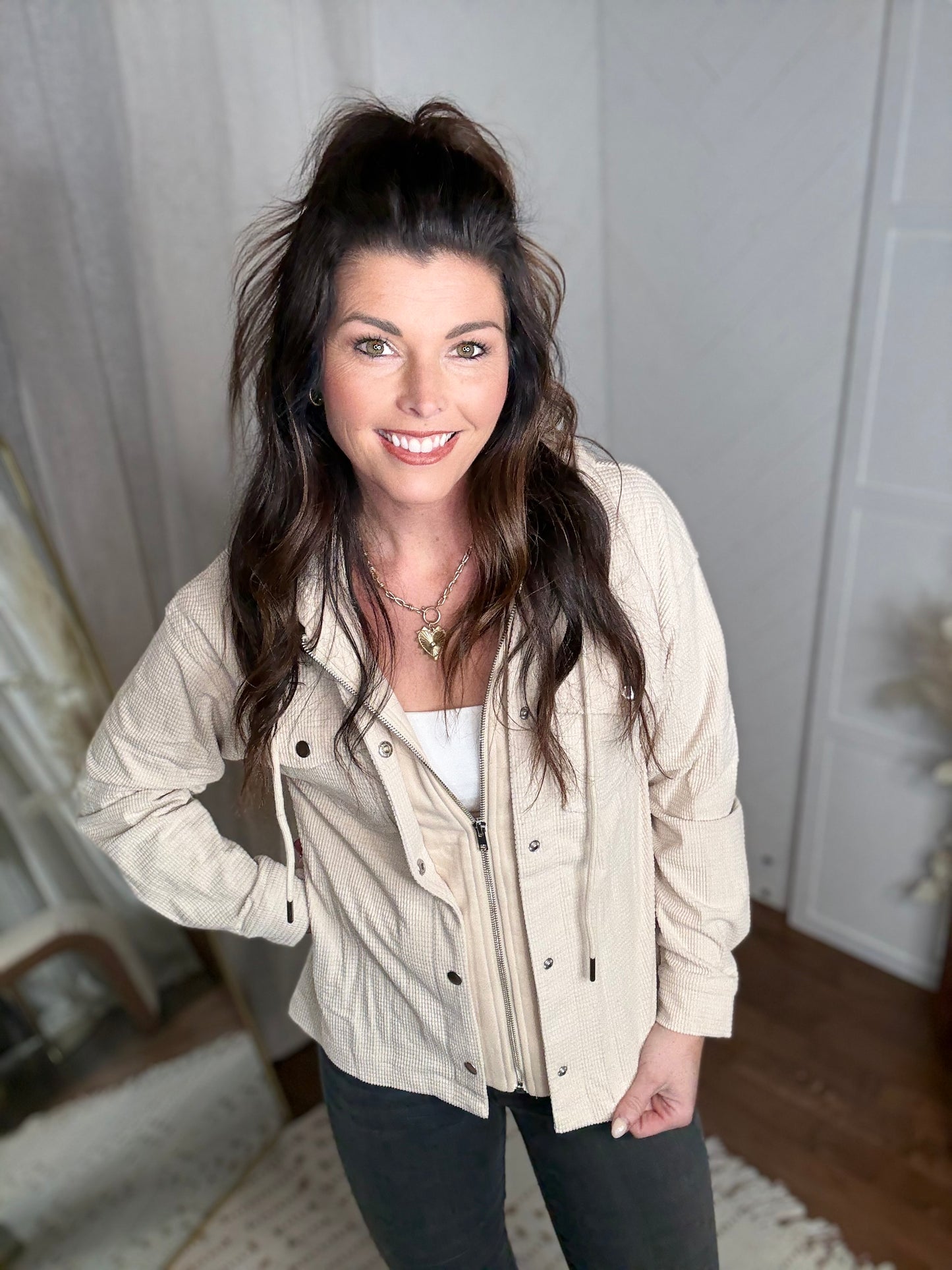 Barely Beige Zip-up Jacket