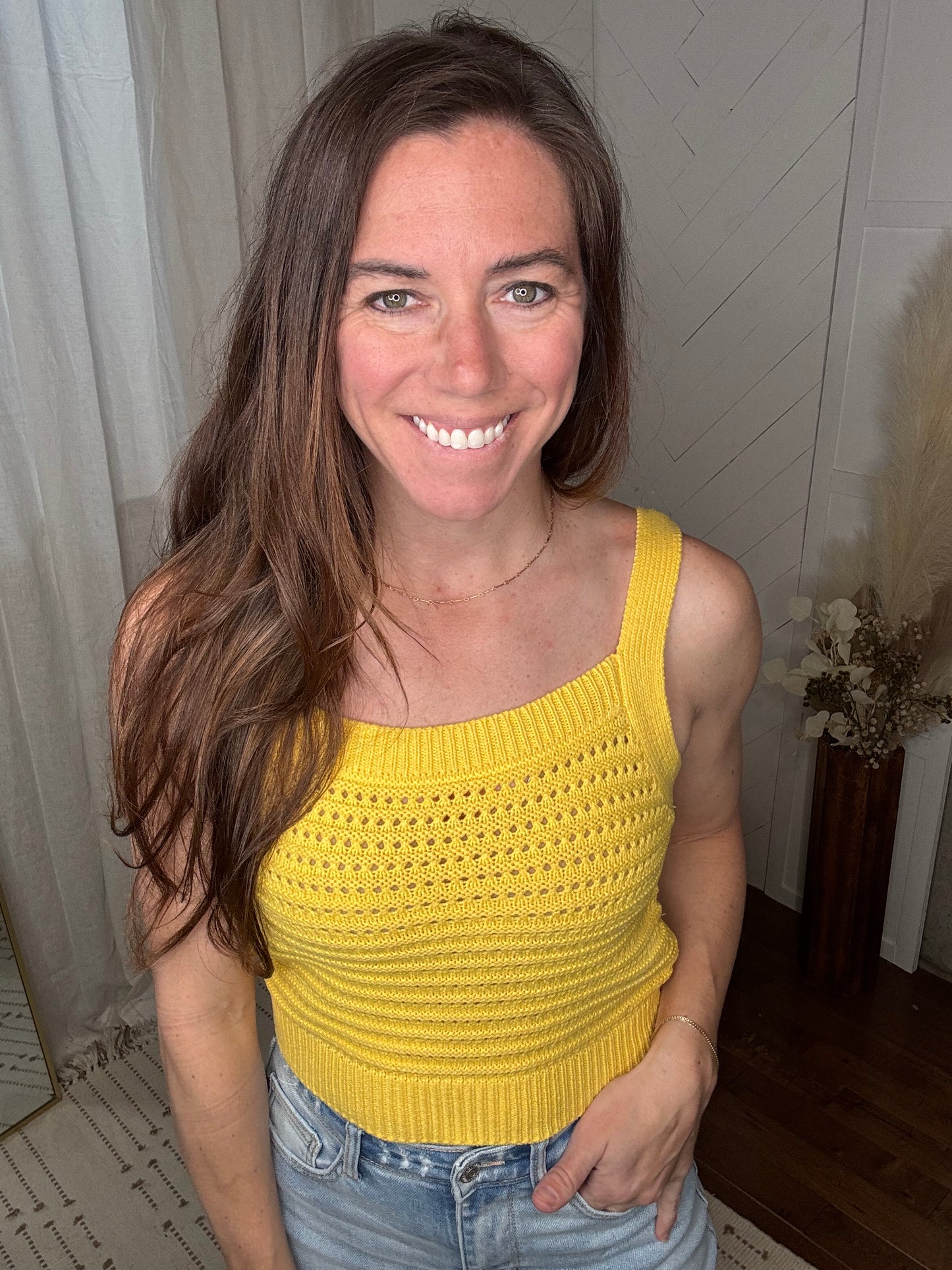 Sunflower Knit Square Neck Tank