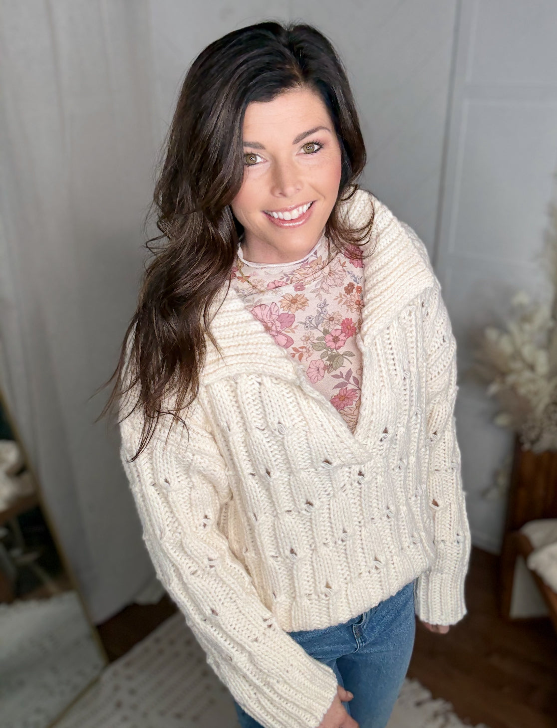 Cozy Cream Collared Sweater