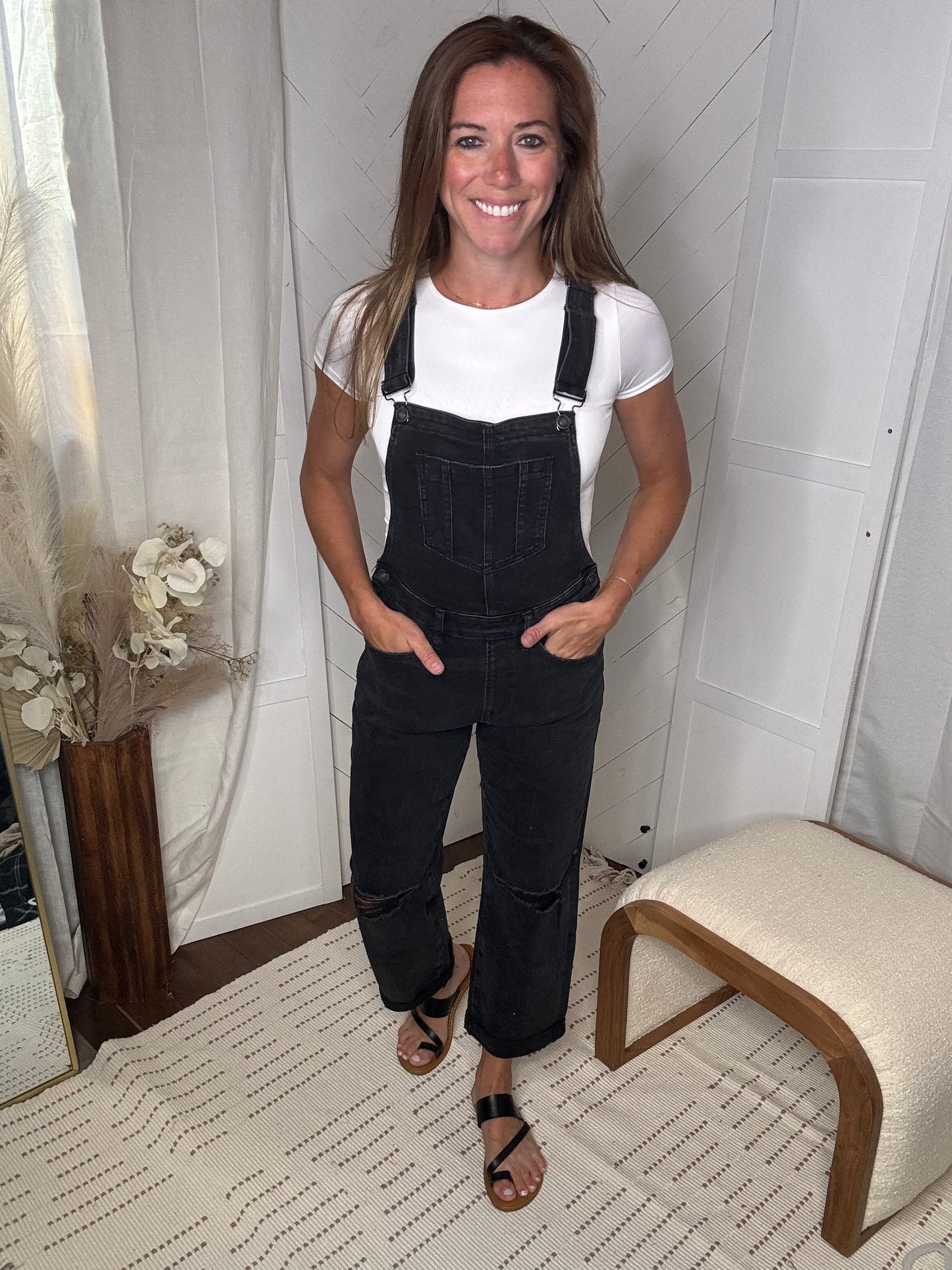 Mica Black Boyfriend Overalls