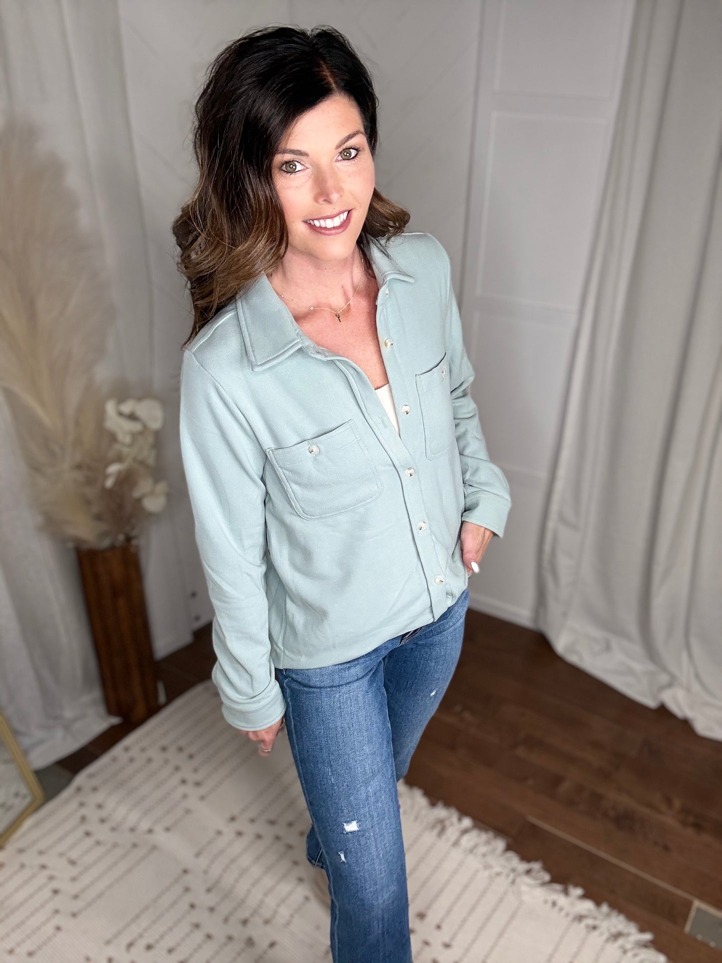 Lt. Blue Soft Button Up