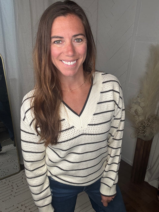 Mocha Striped Knit Sweater