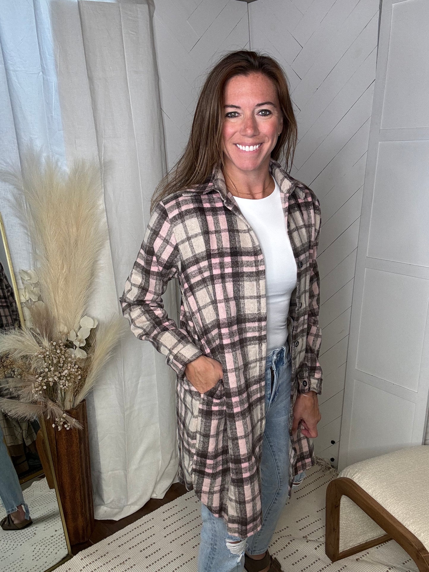 Pink Plaid Shacket