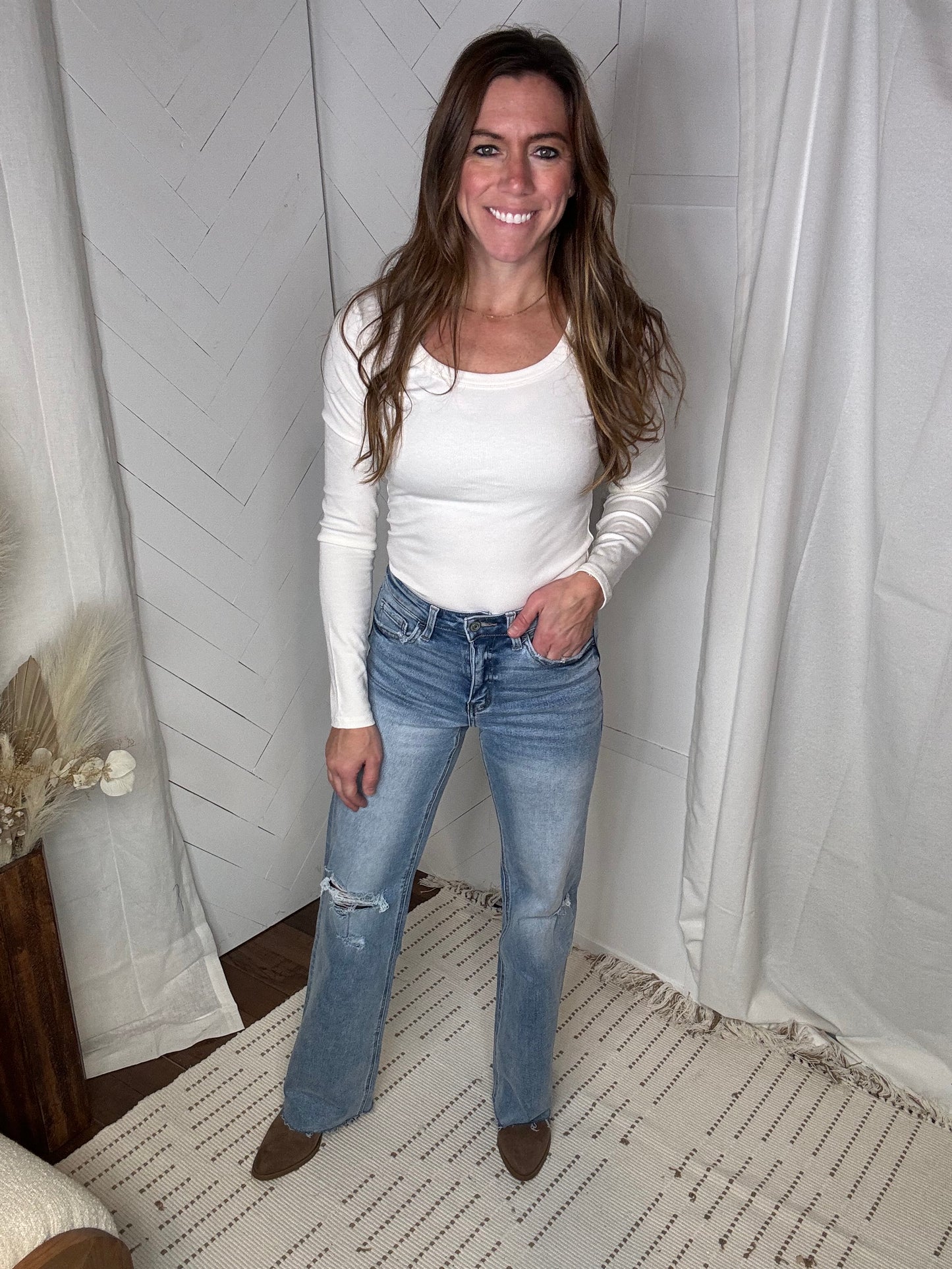 Vervet97: High Rise Clean Cut Wide Leg Jeans