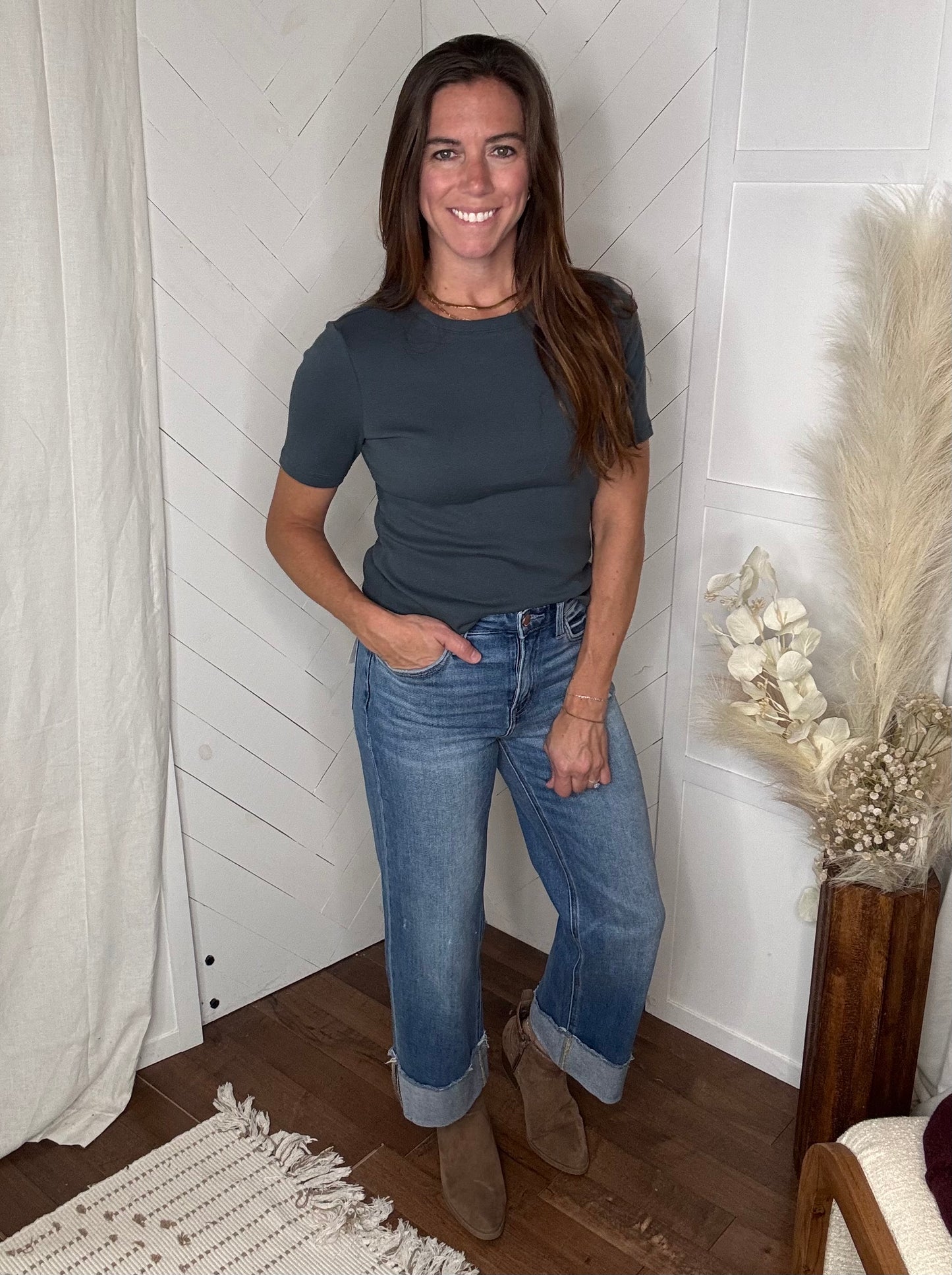 Flying Monkey04: High Rise Raw Cuffed Wide Leg Jeans