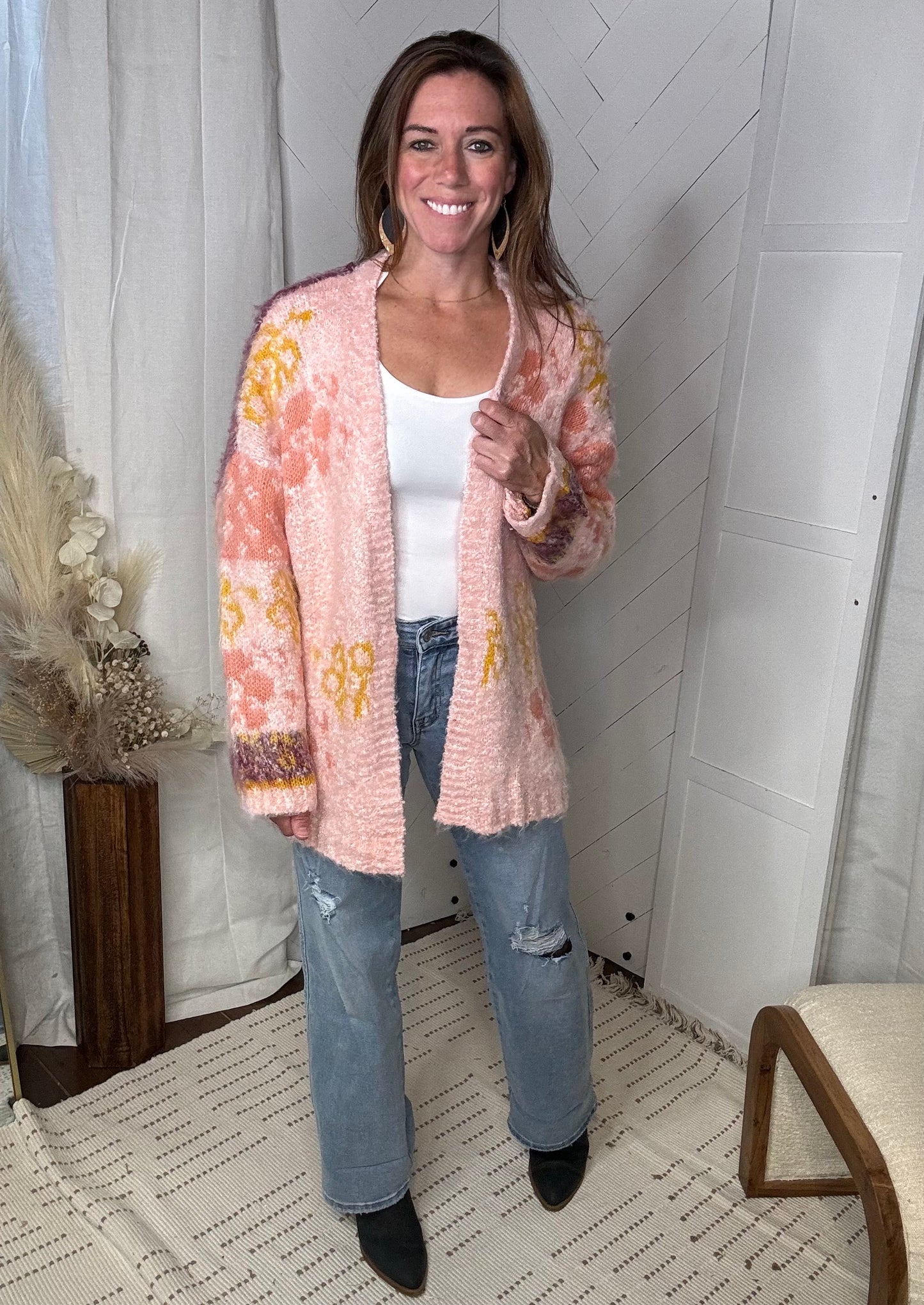 Fuzzy Floral Cardigan