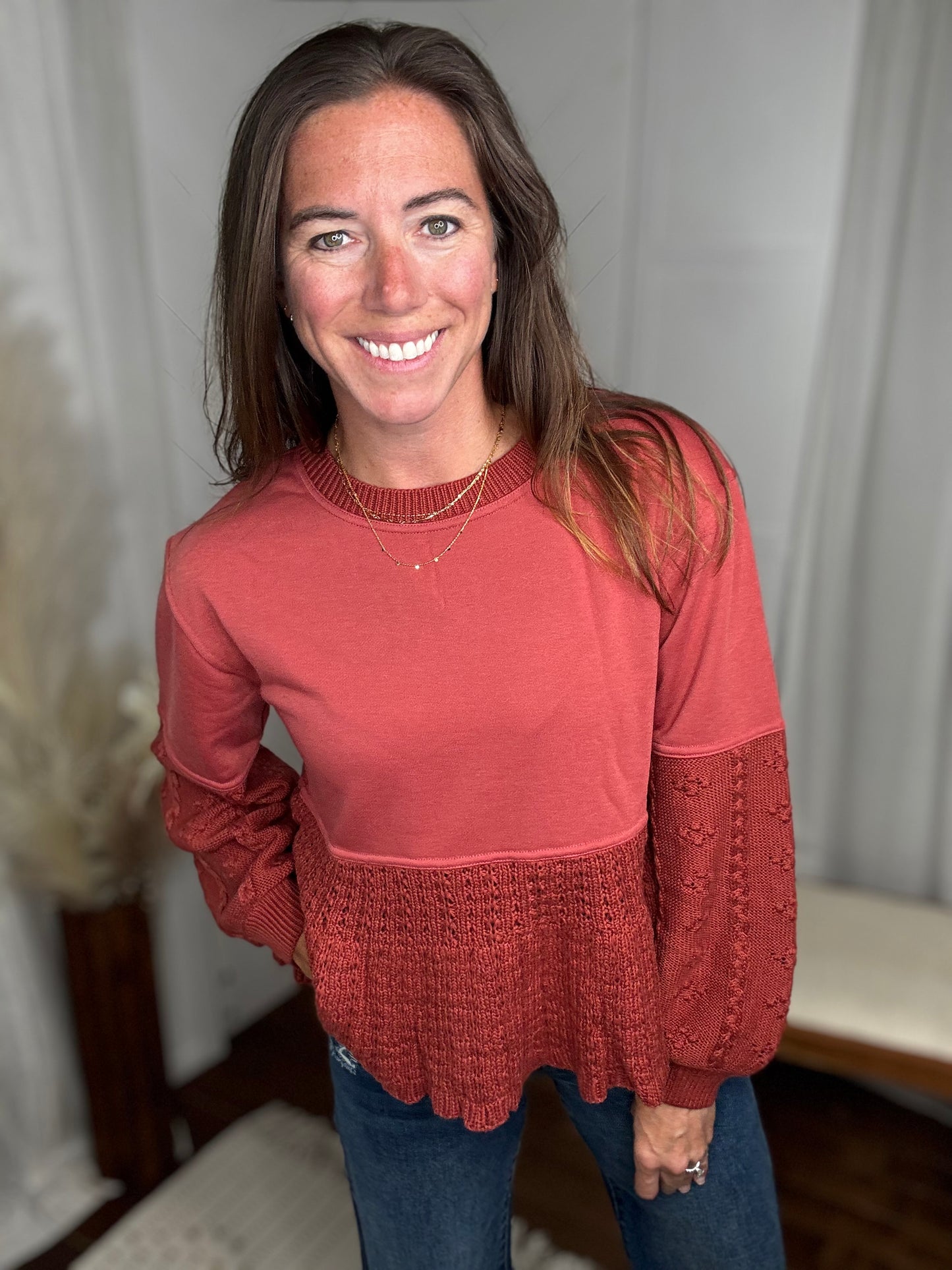 Brick Autumn Mixed Sweater