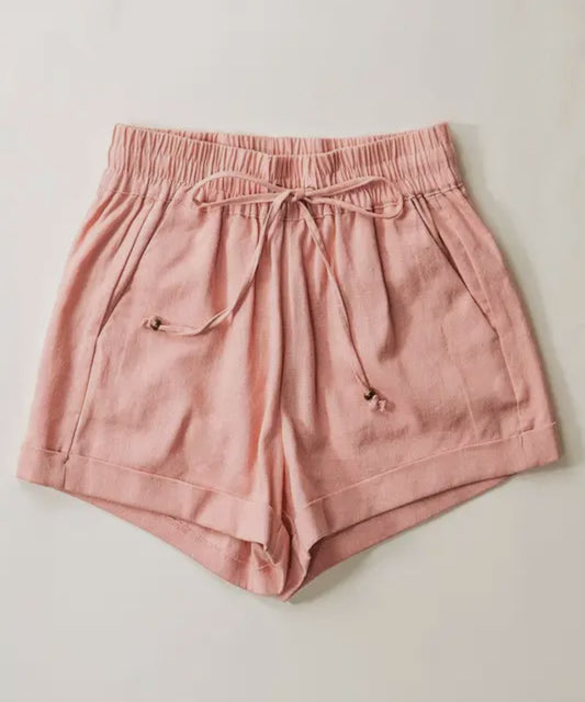 Lilah Linen Shorts: Pink