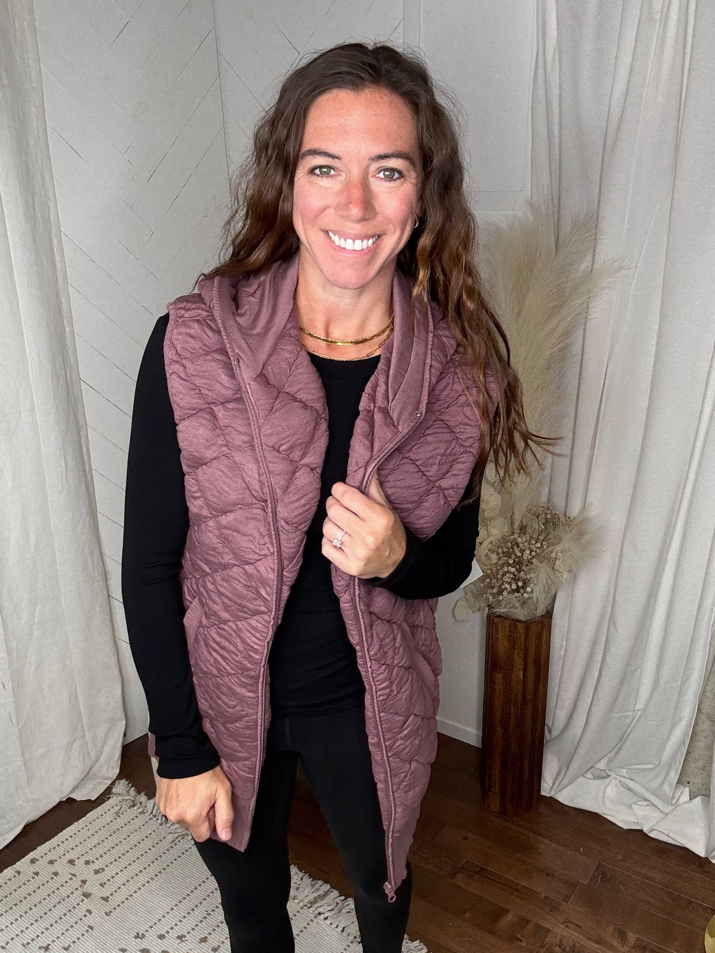 Rose Oversized Quilted Vest