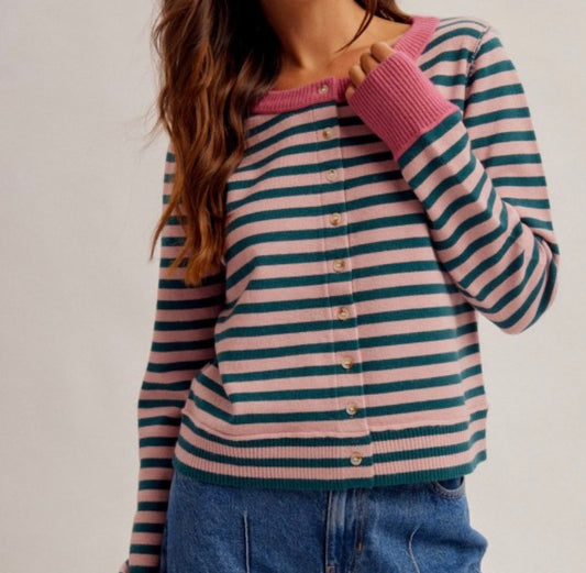 Evergreen + Blush Cardigan