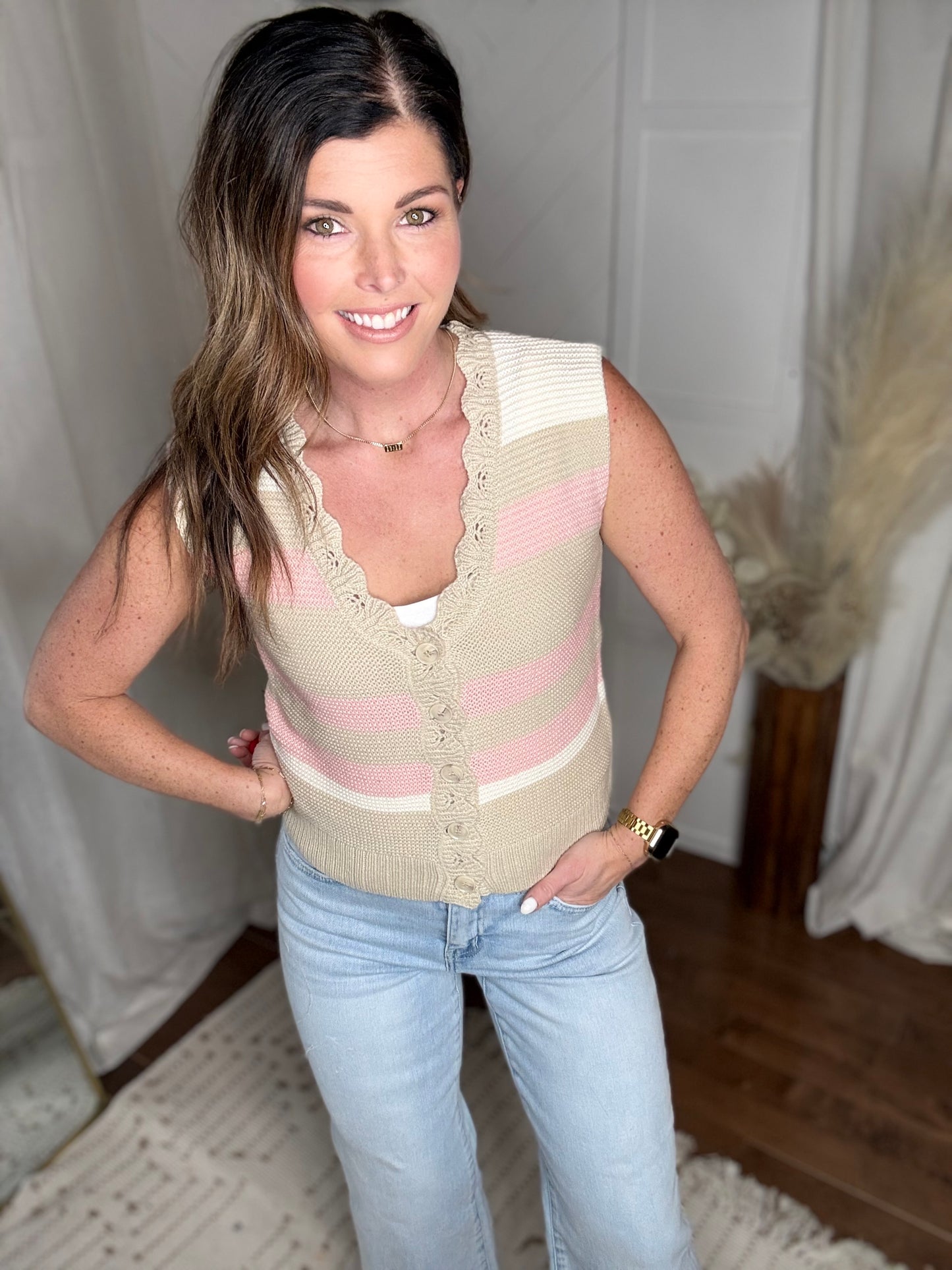 Desert Blush Striped Sweater Vest