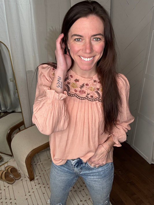 Floral Flounce Sleeve Blouse