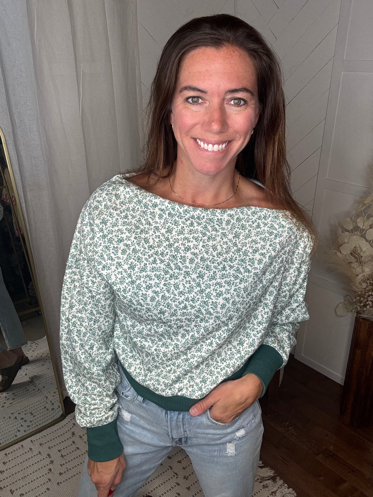 Ditsy Floral One Shoulder Top