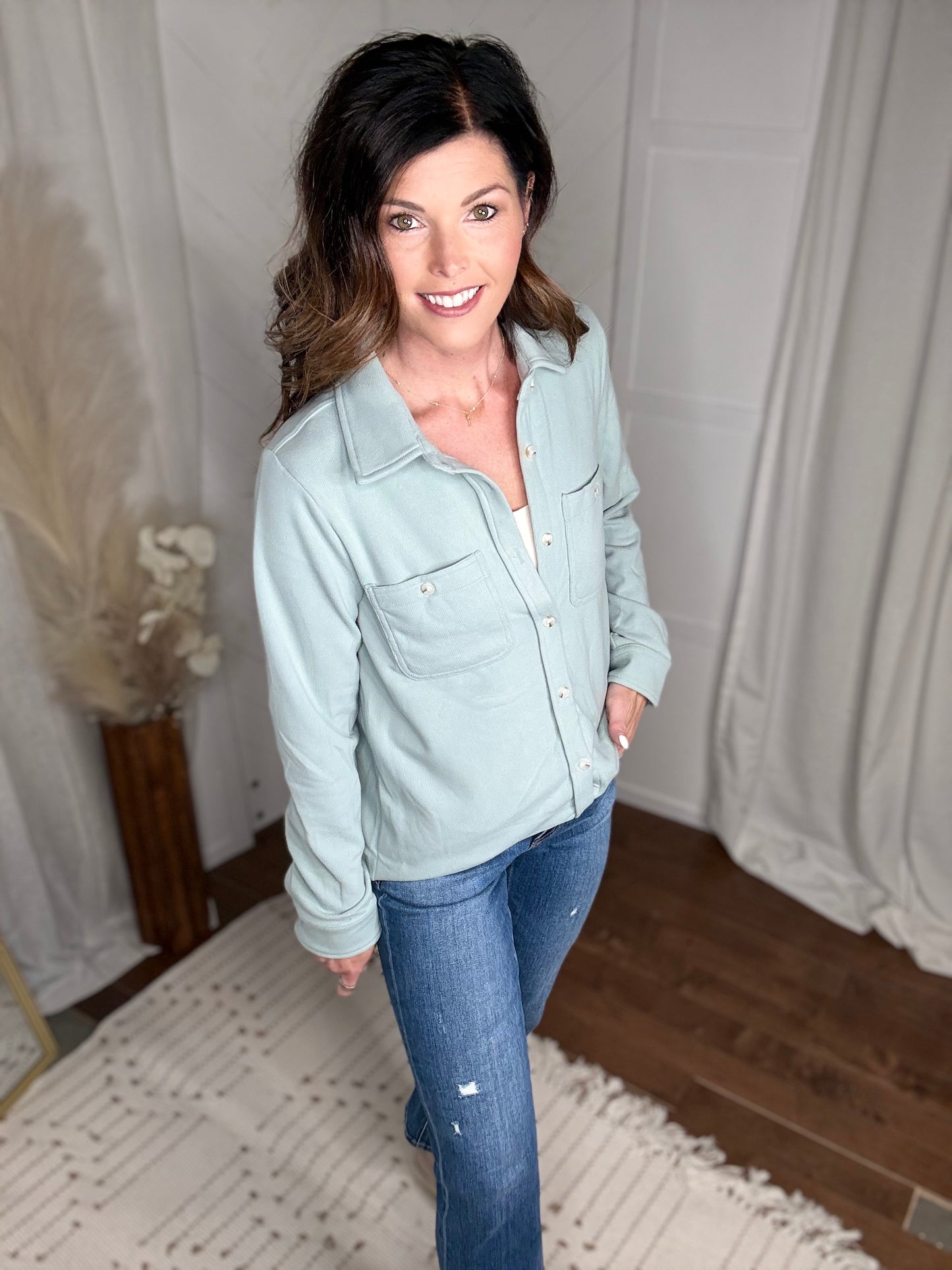 Lt. Blue Soft Button Up