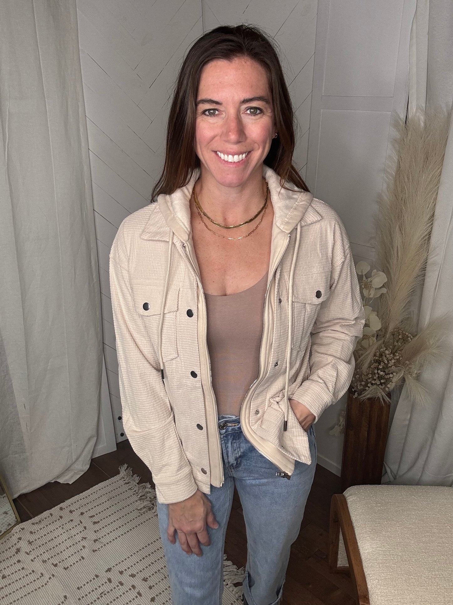 Barely Beige Zip-up Jacket