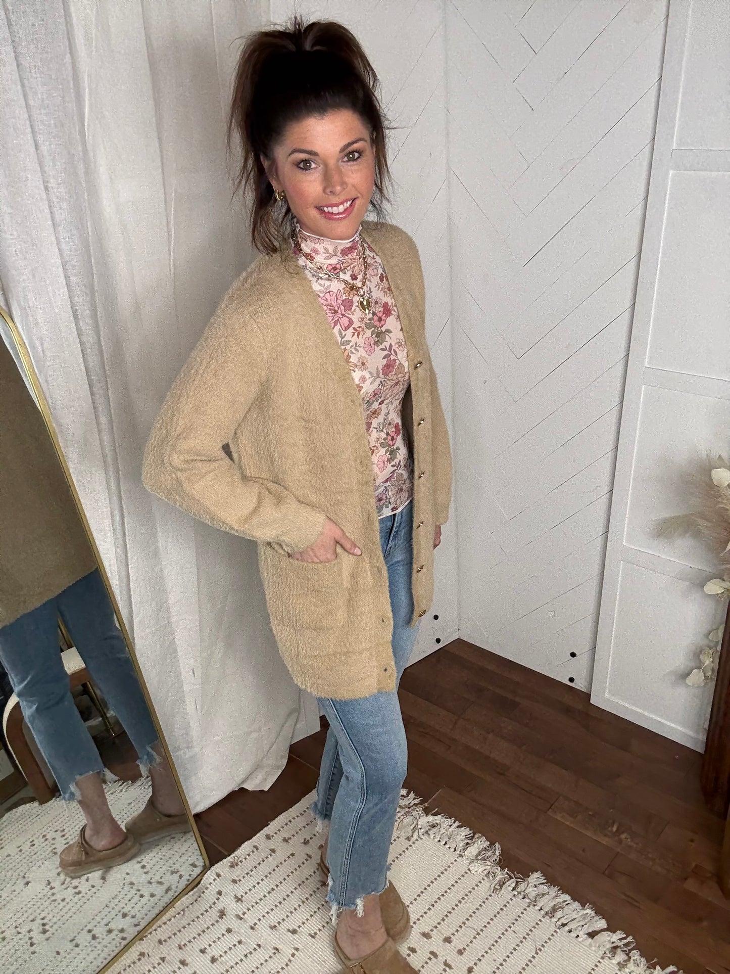 Fuzzy Taupe Cardigan