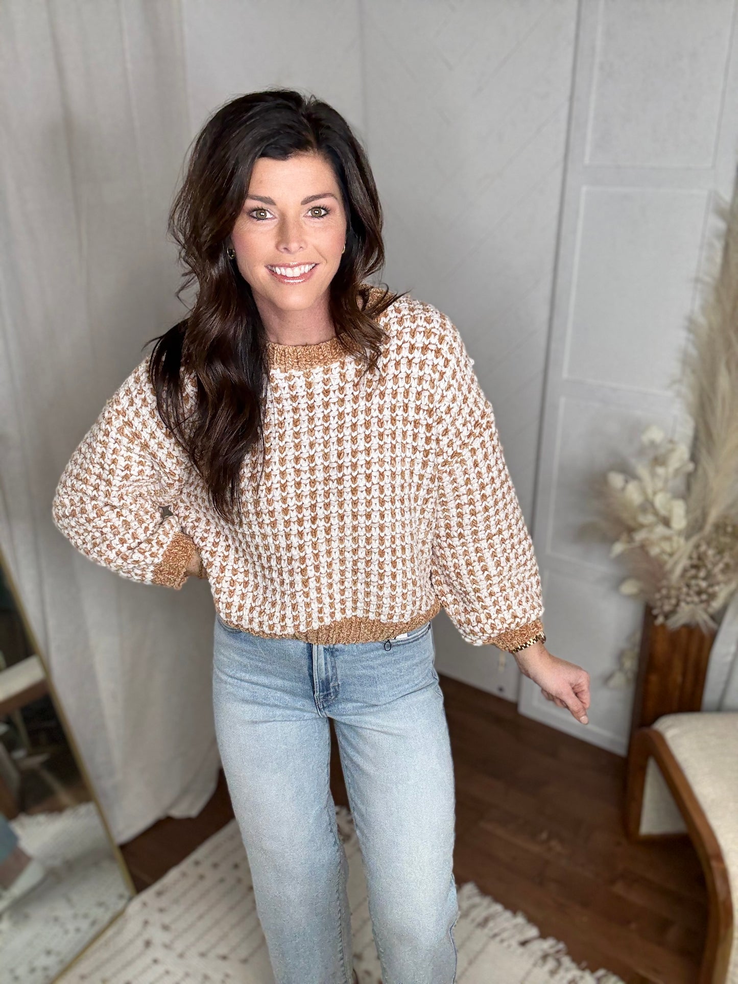 Chic Contrast Chenille Sweater