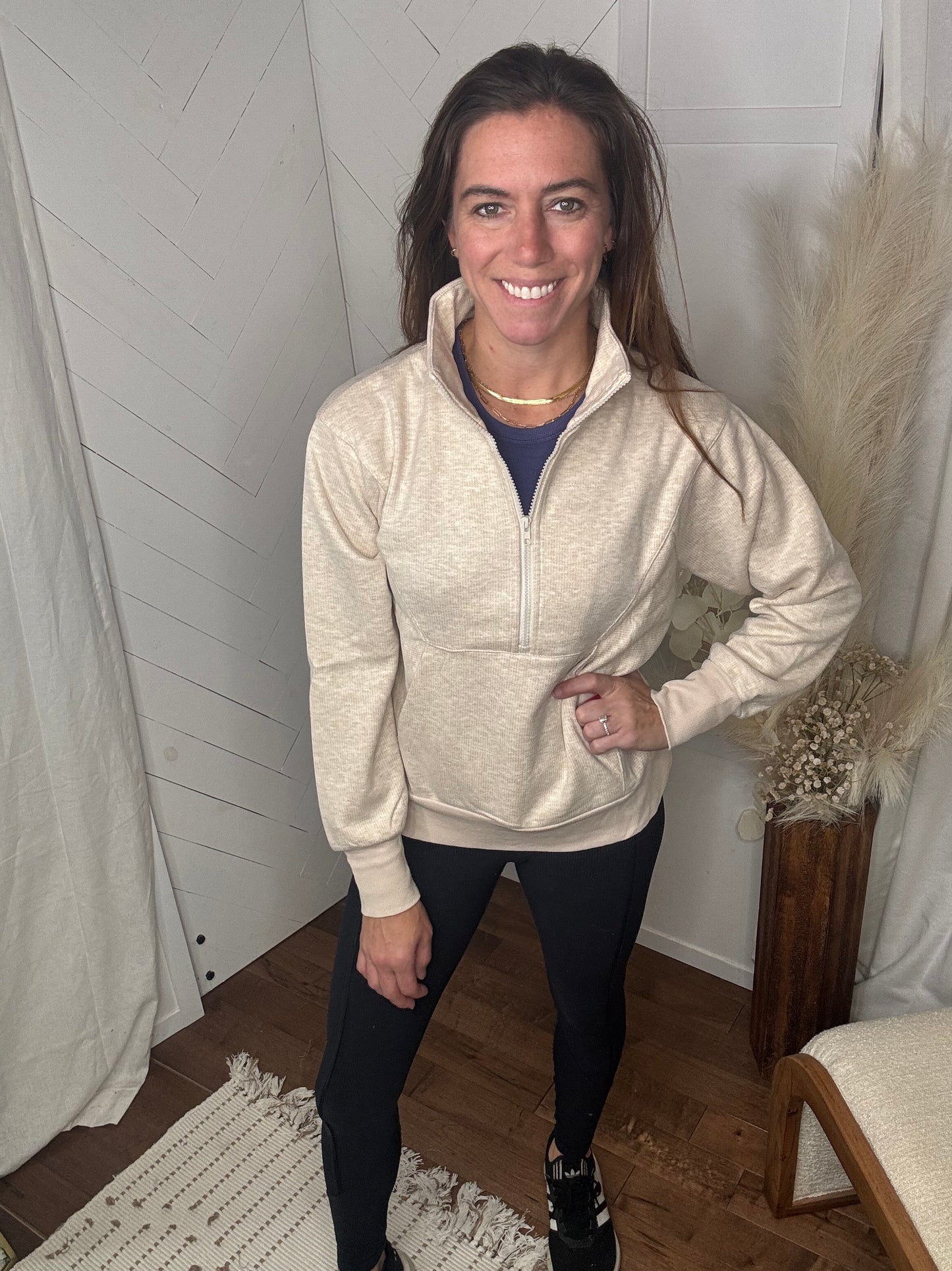 Ecru Haven Half Zip Knit