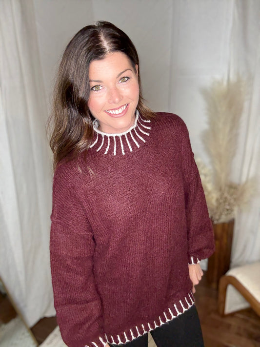 Merlot Mock Neck Sweater