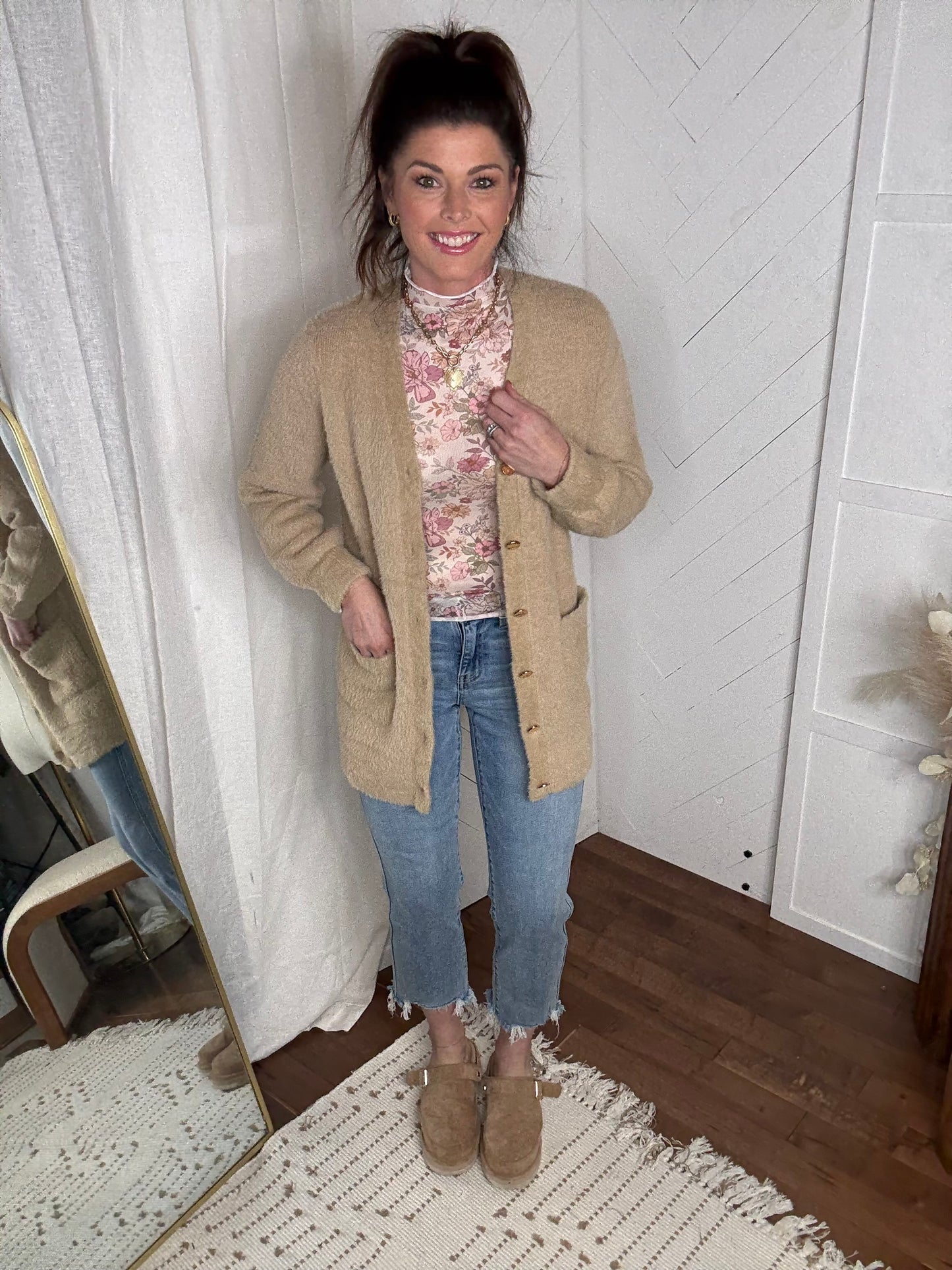 Fuzzy Taupe Cardigan