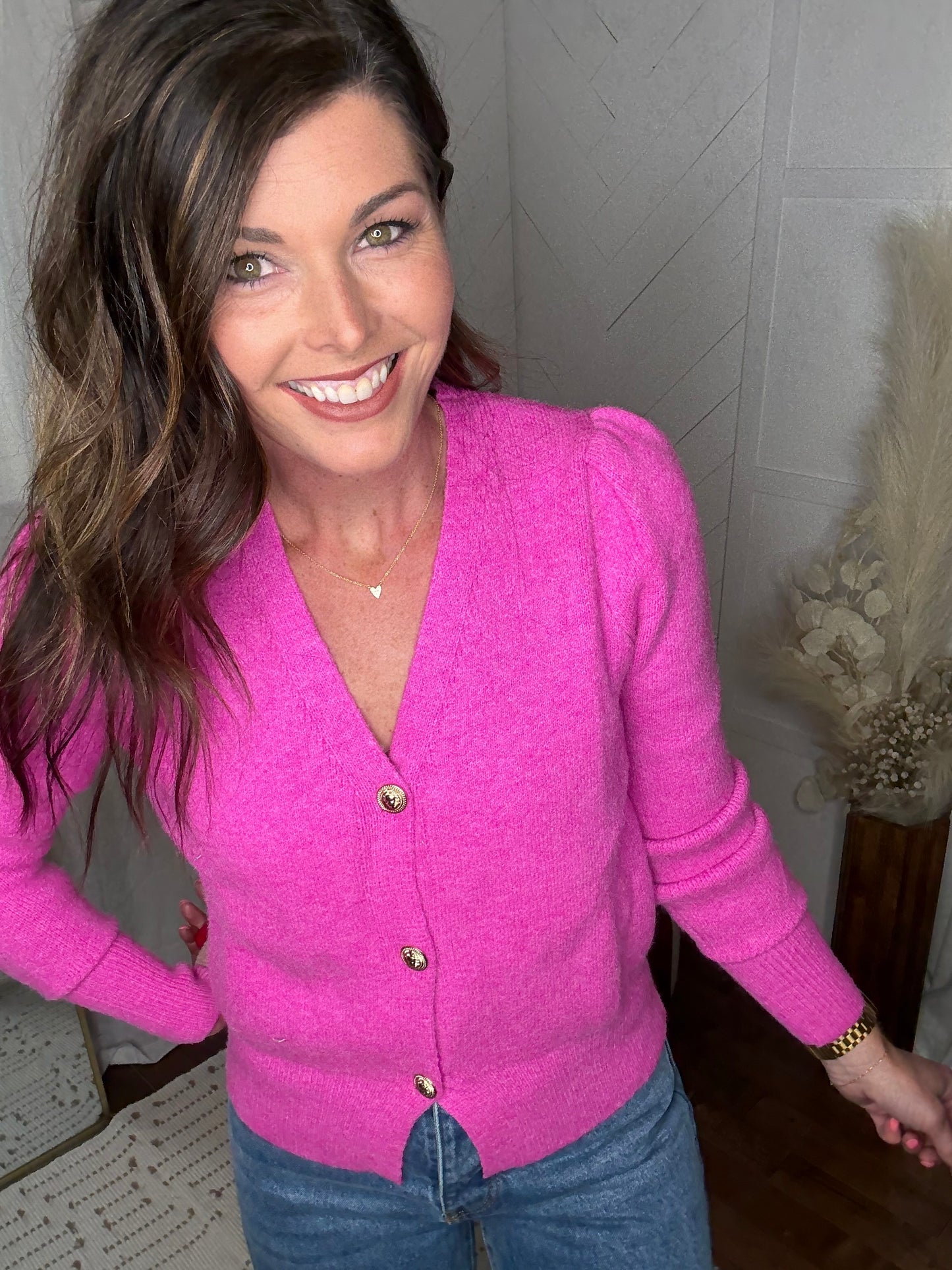 Bold in Pink Cardigan
