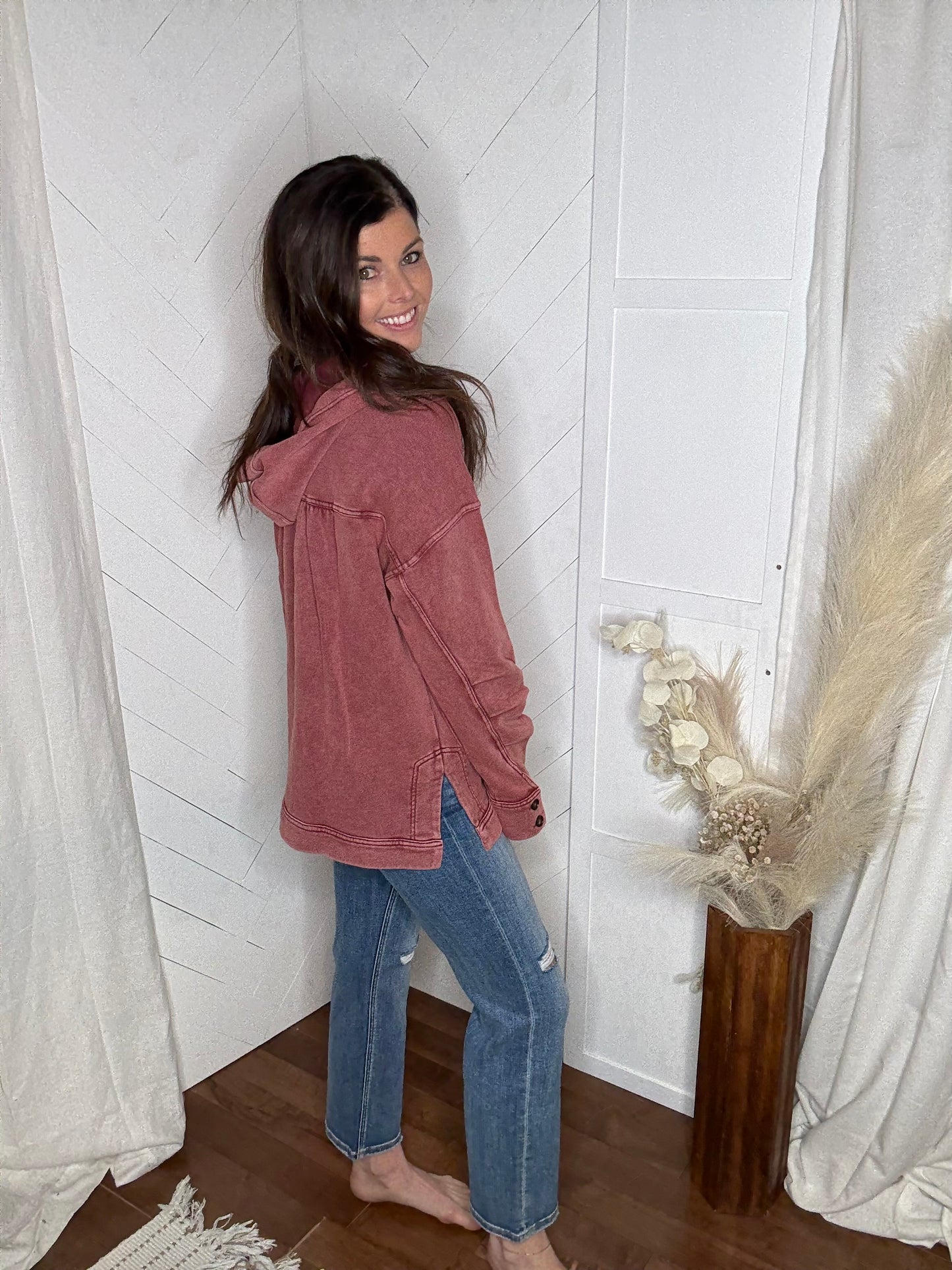 Washed in Burgundy Hooded Tunic