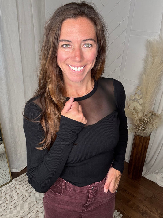 Semi Sheer Black Knit Top