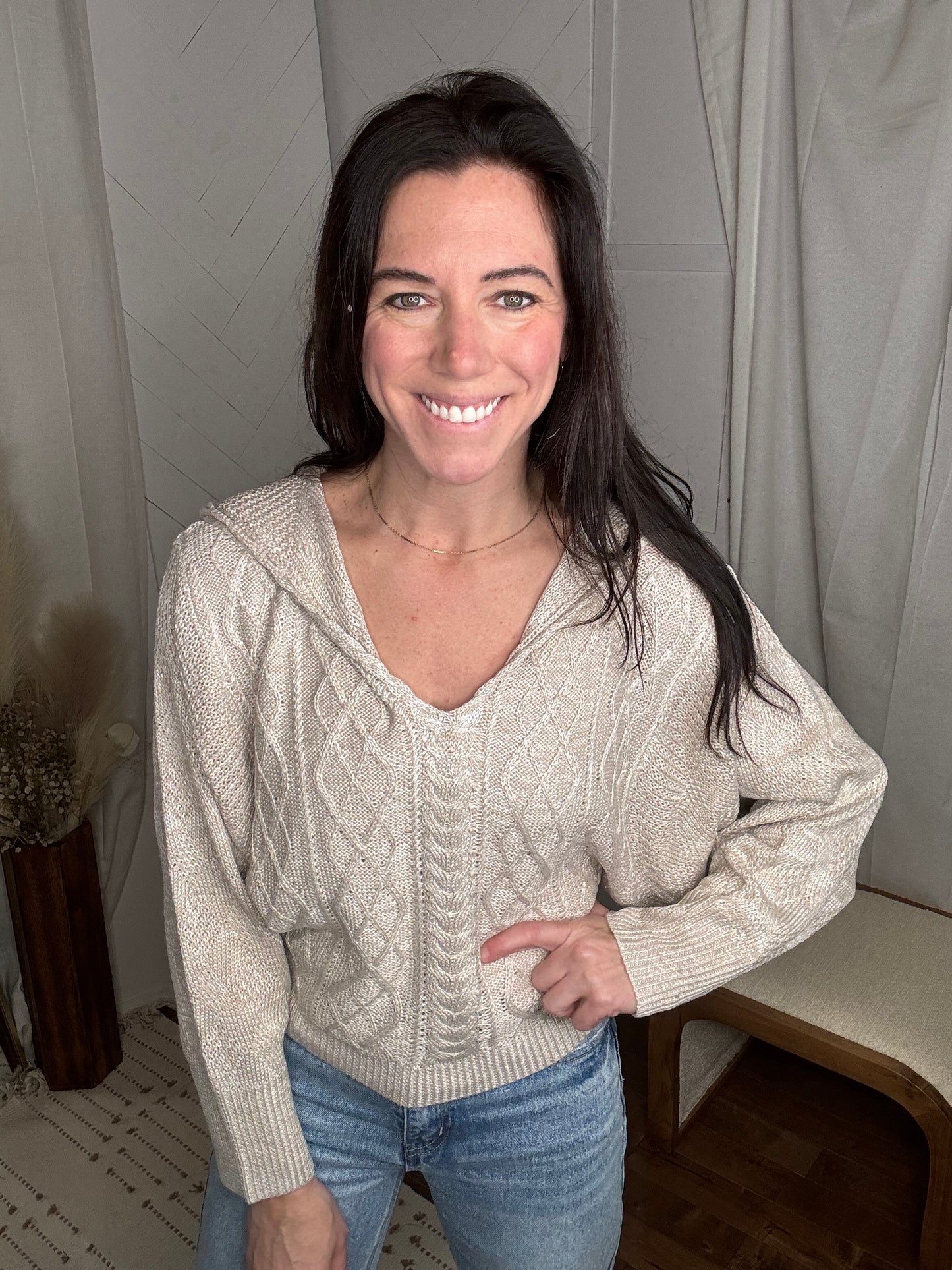 Dolman Hooded Oatmeal Sweater
