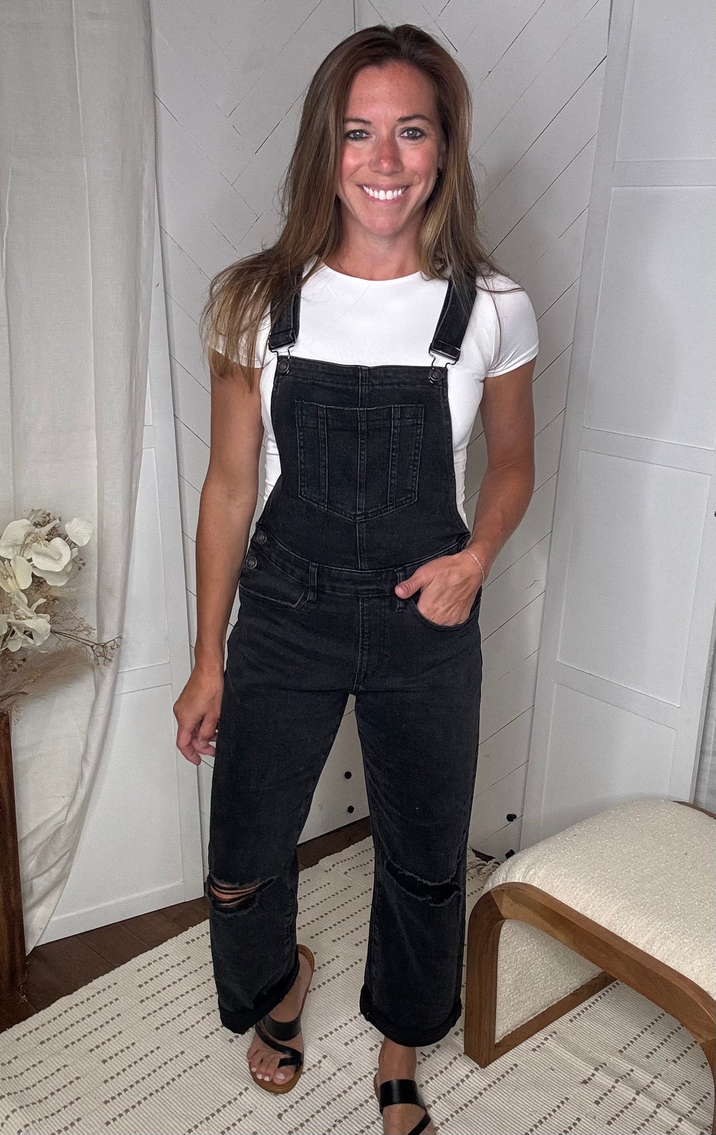 Mica Black Boyfriend Overalls