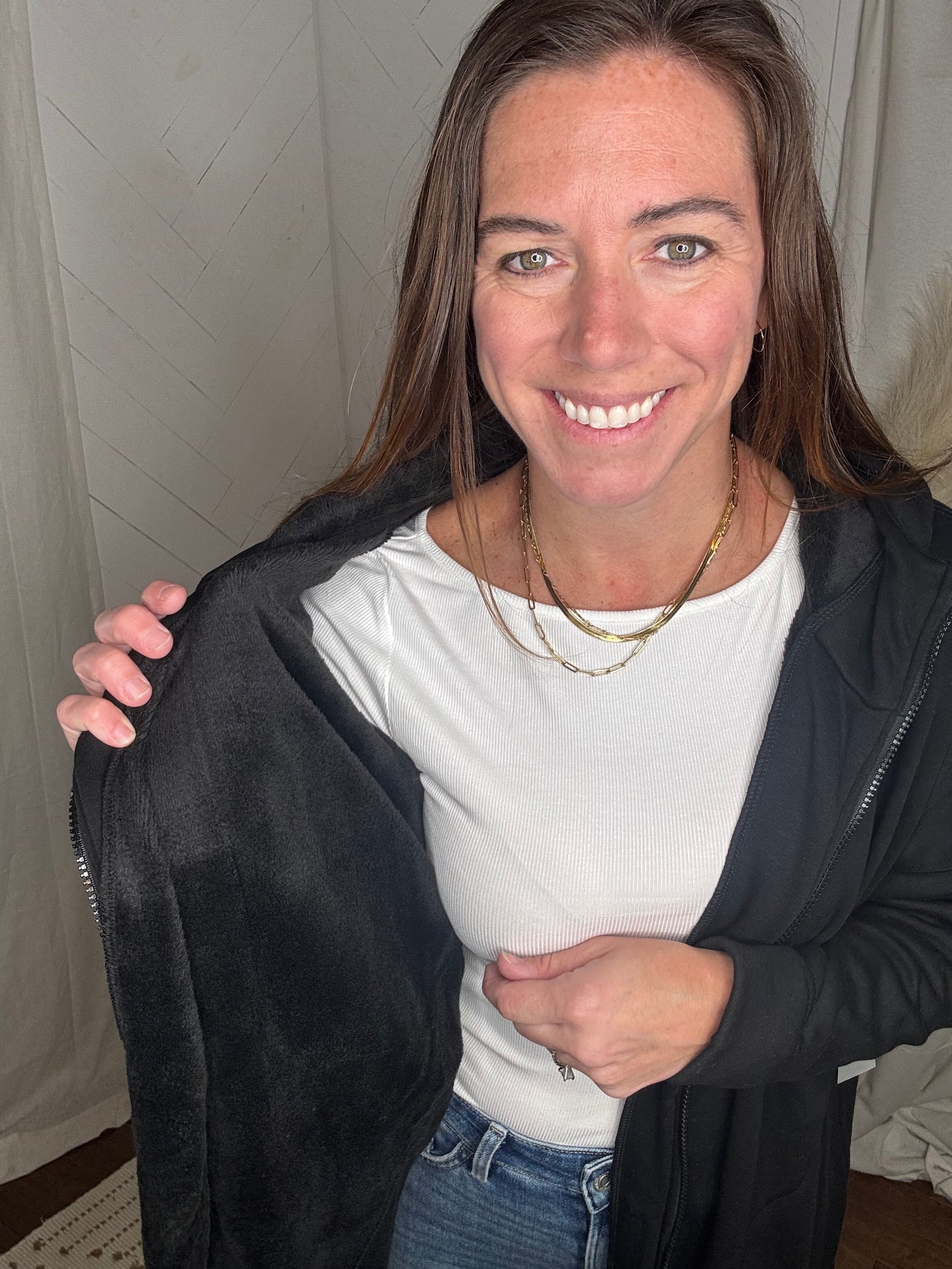 Black Longline Zip-Up Jacket