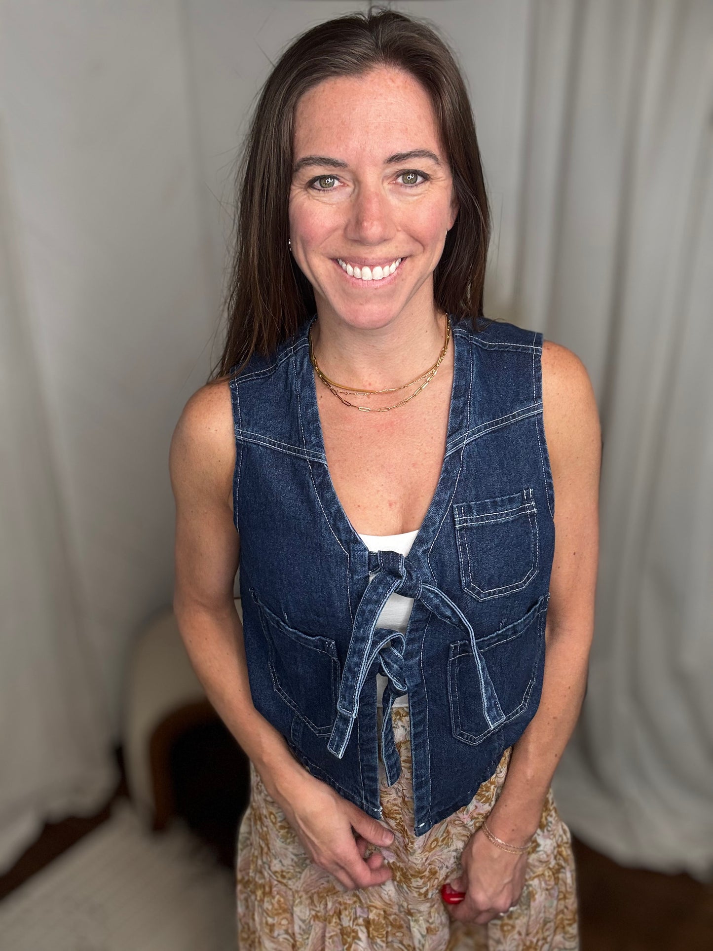 Denim Darling Tie Vest
