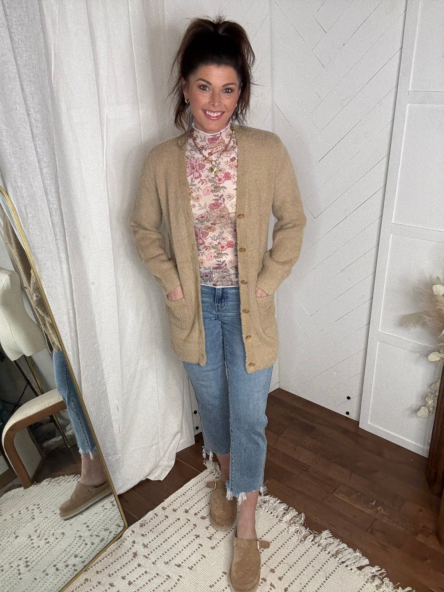 Fuzzy Taupe Cardigan