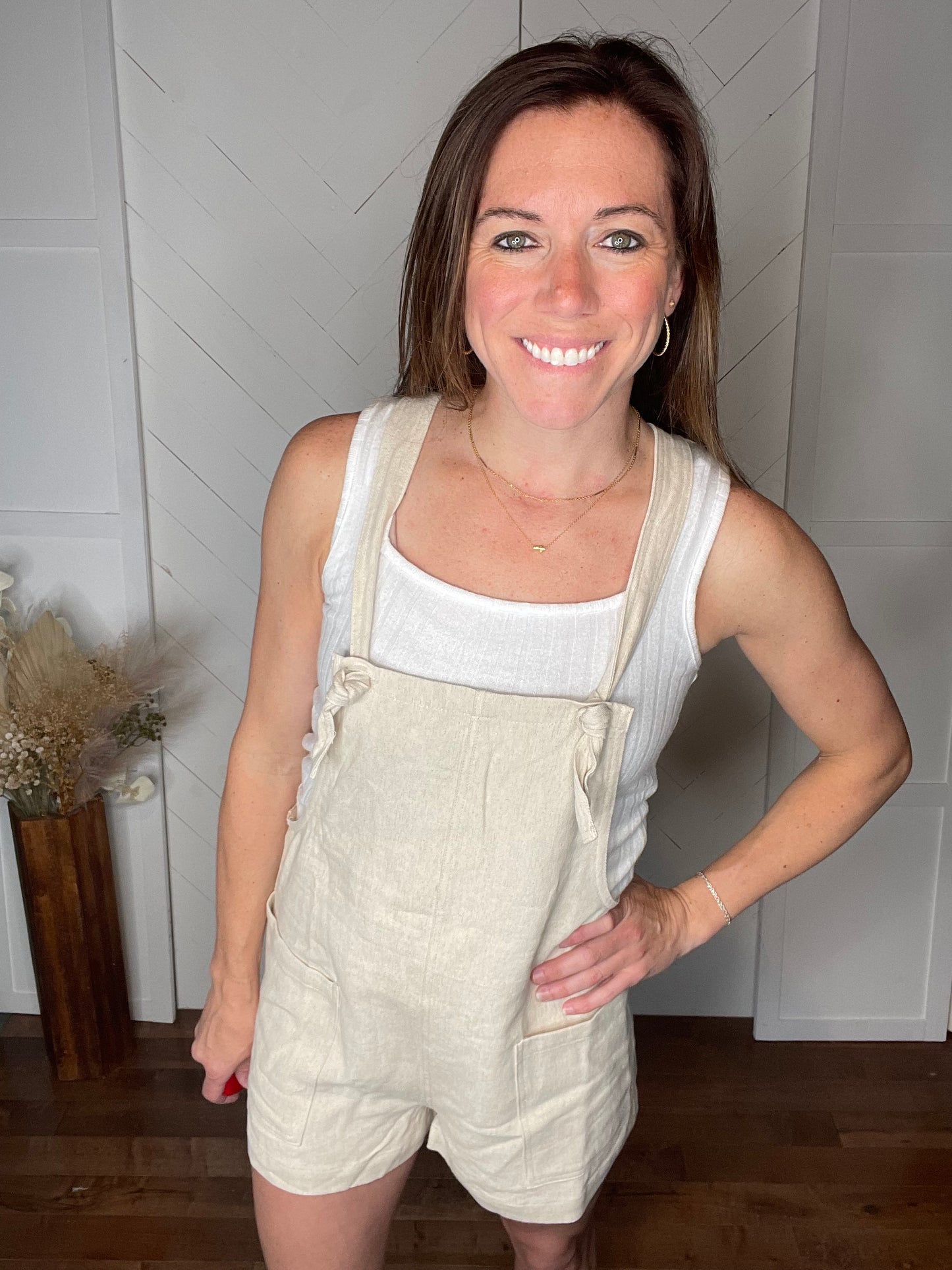 Oatmeal Linen Overalls