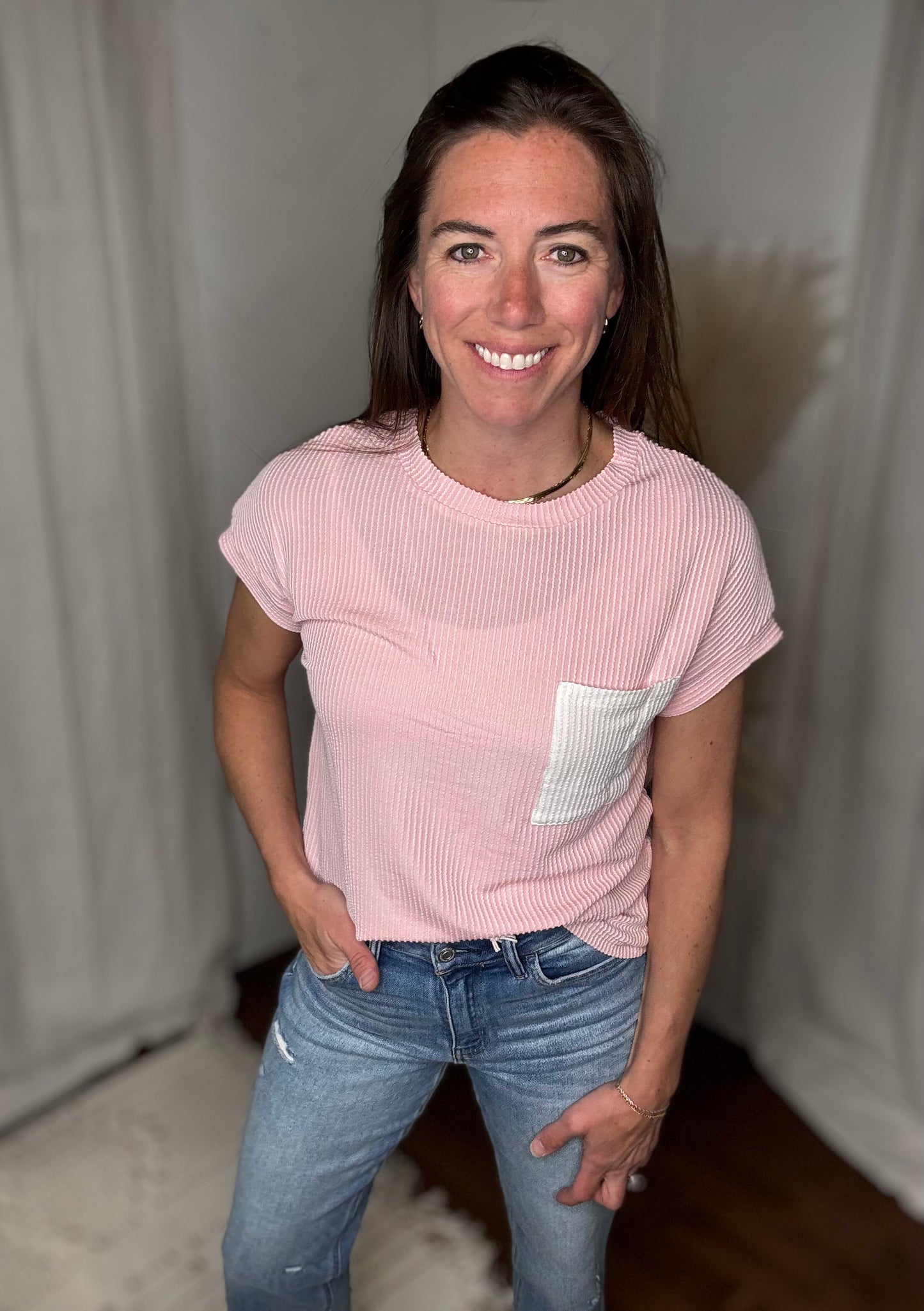 Blush Block Pocket Tee