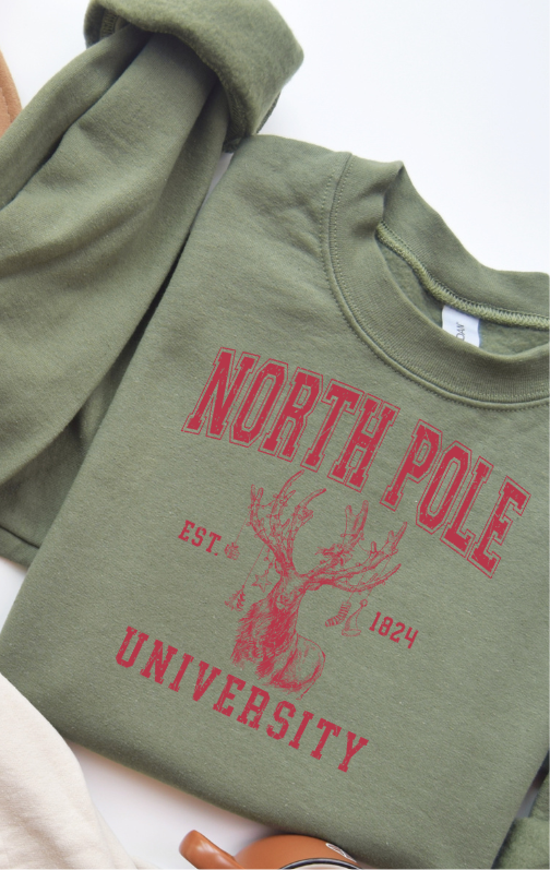 North Pole University Christmas Sweatshirt - Green