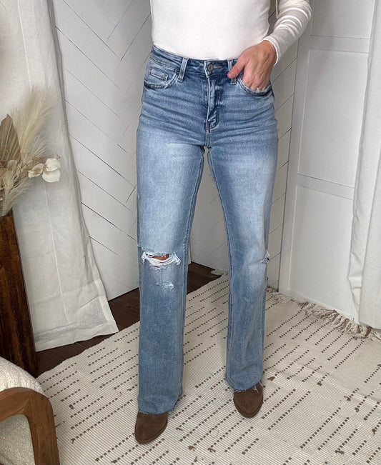 Vervet97: High Rise Clean Cut Wide Leg Jeans