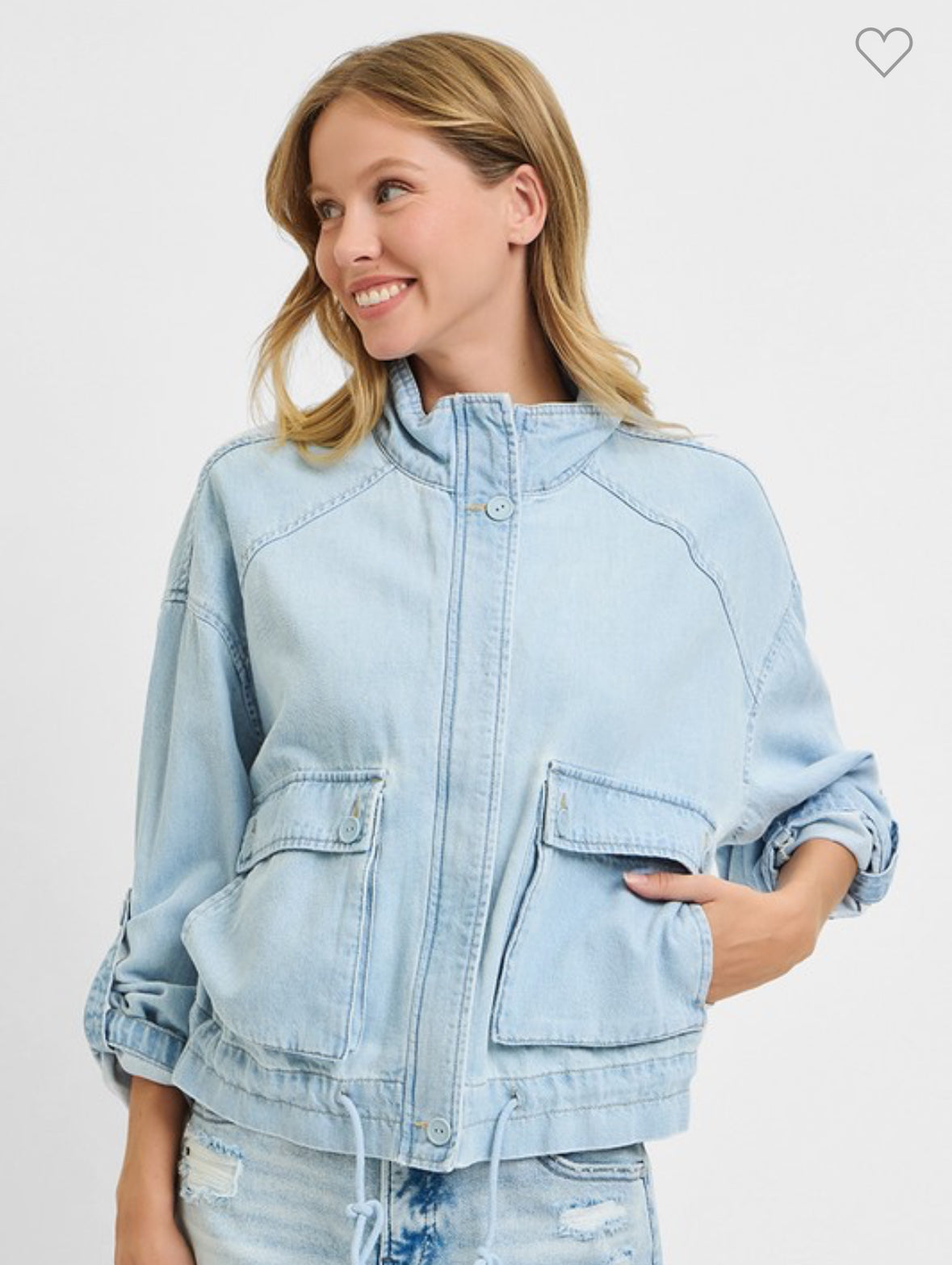 Oversized Denim Cargo Pocket Jacket