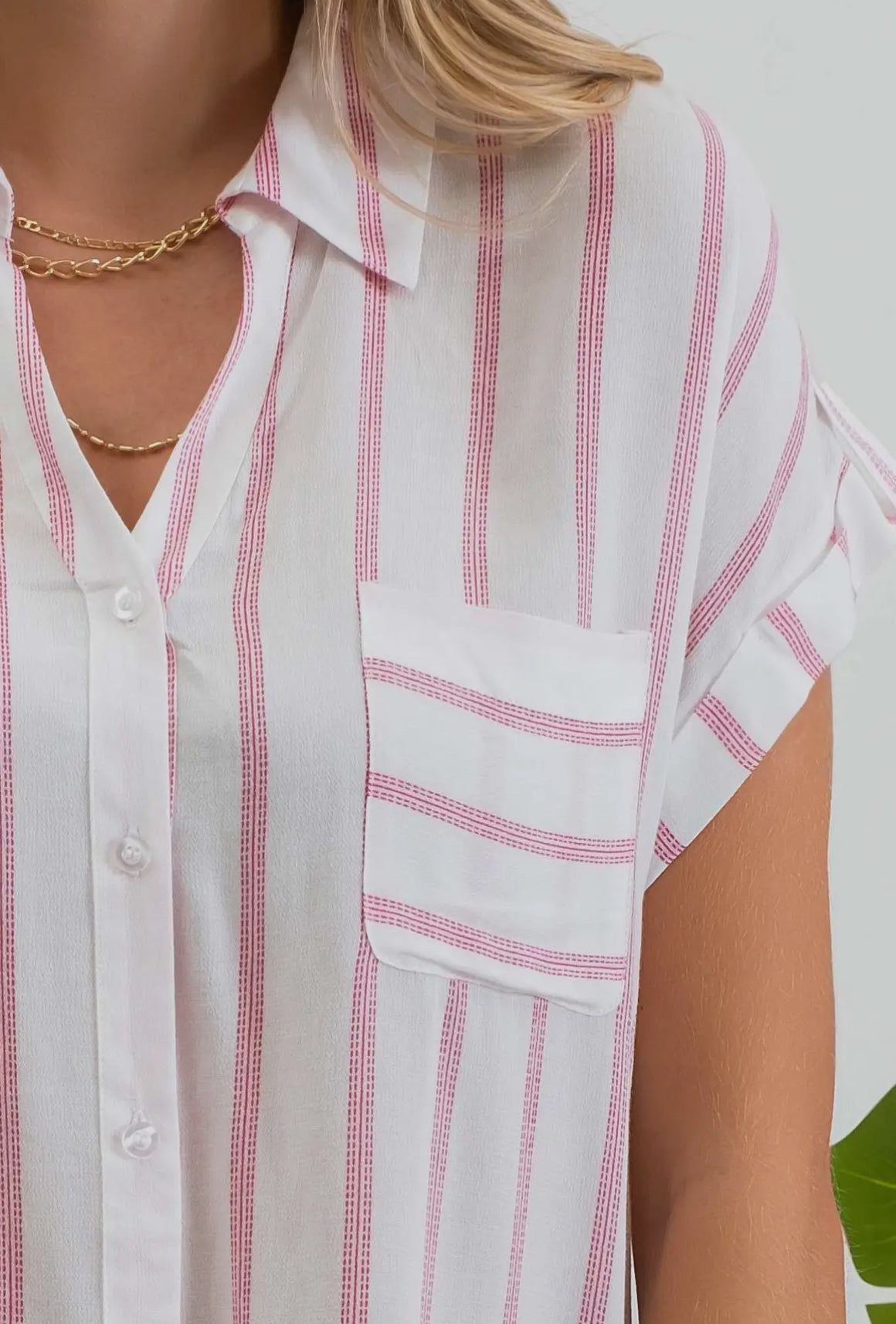 Curvy Fuchsia Striped Top