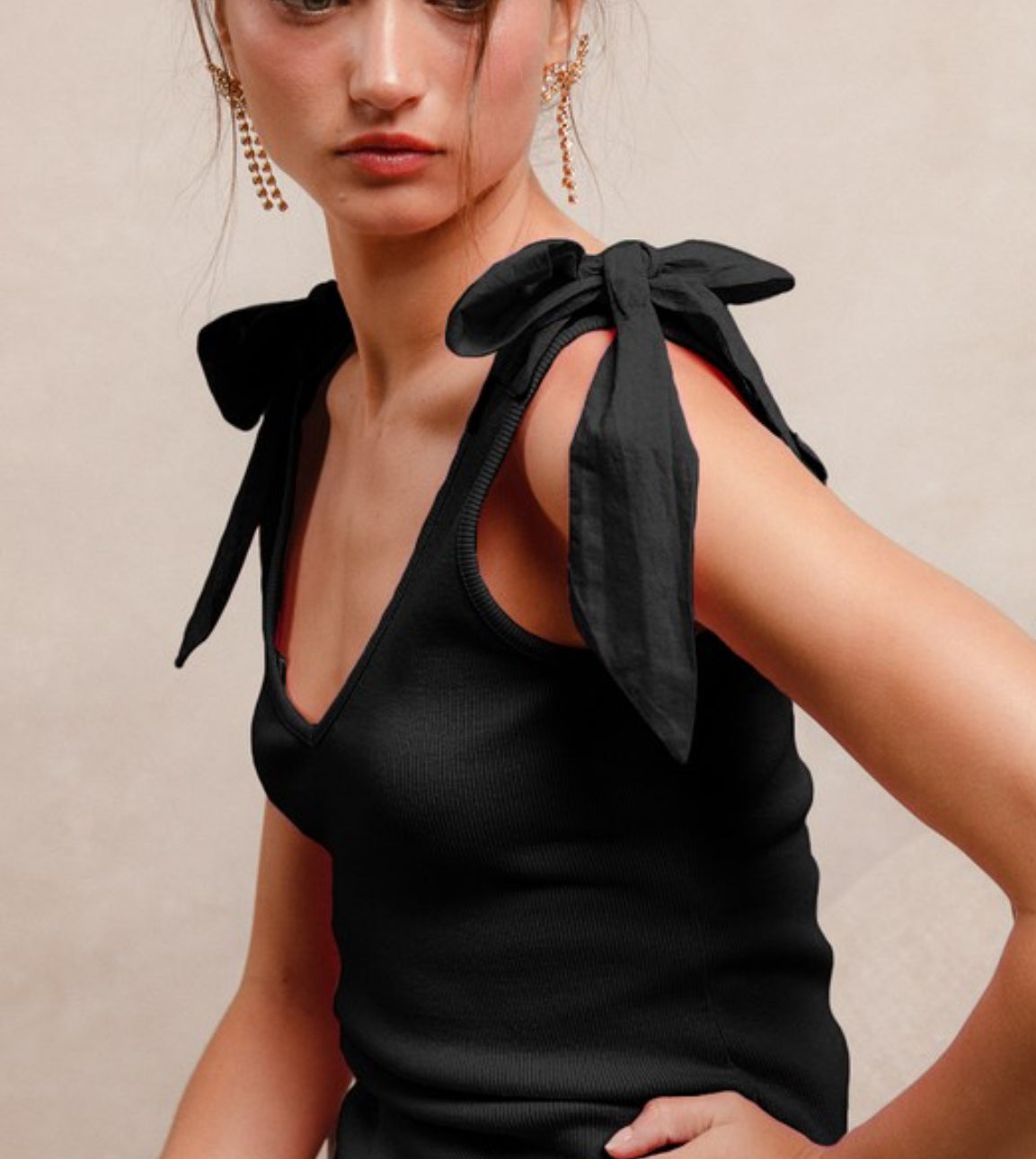 Bow Tied Tank: Black