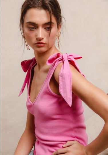 Bow Tied Tank: Pink