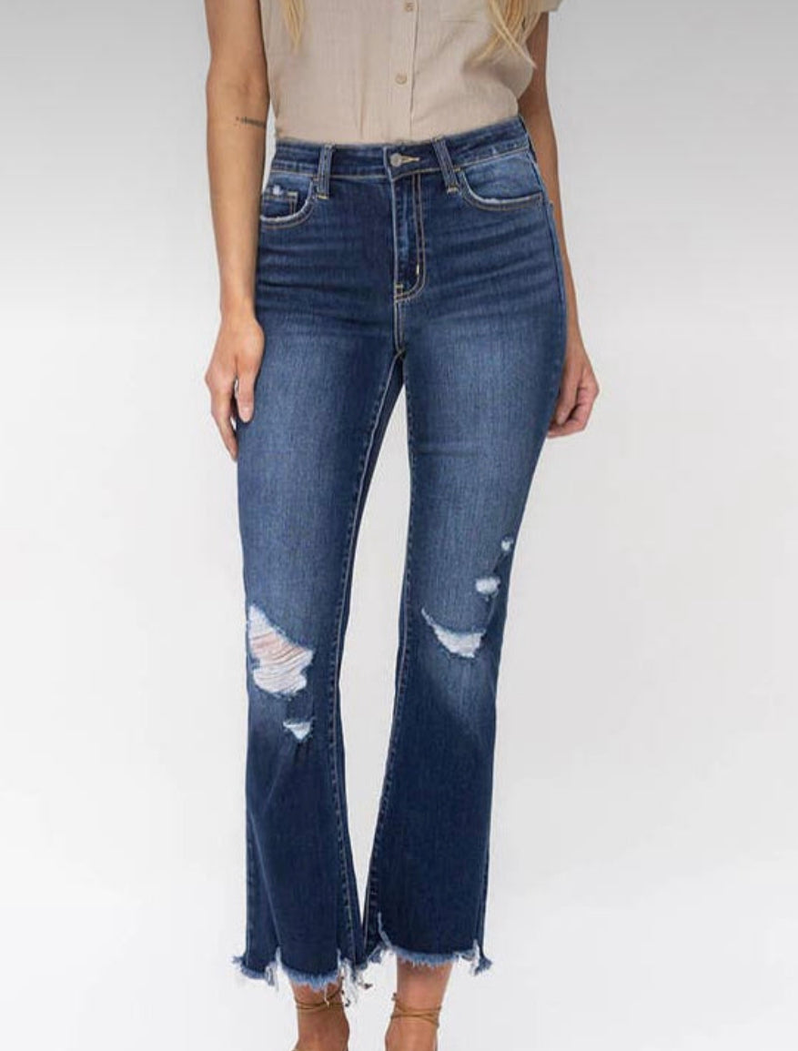 Vervet Bella Decumaria: High Rise Distressed Crop Flare